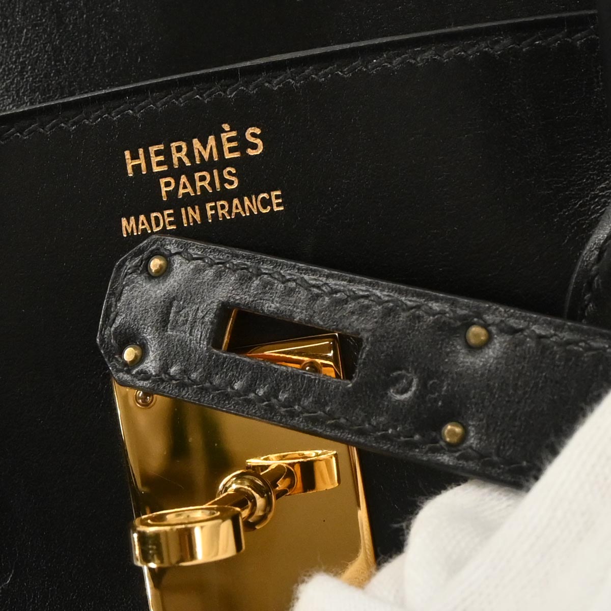 Hermes Black Box Calf Birkin 35 Handbag