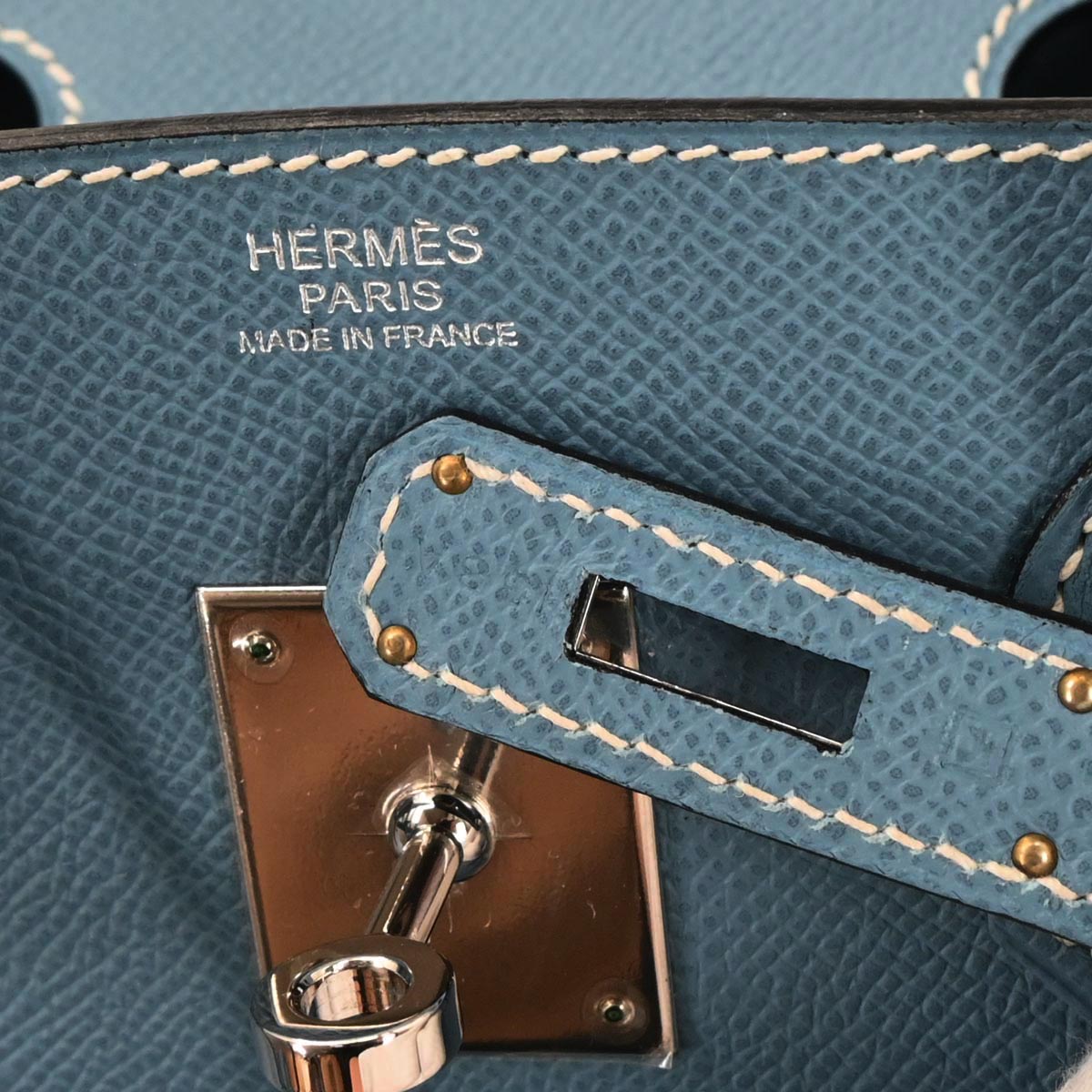 Hermes Blue Jean Courchevel Birkin 30 Handbag