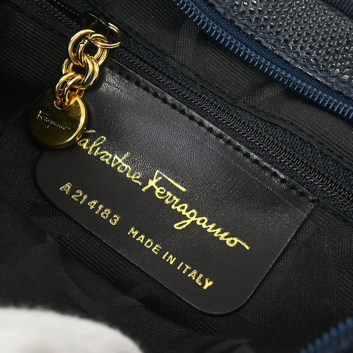 Salvatore Ferragamo Navy Vara Shoulder Bag