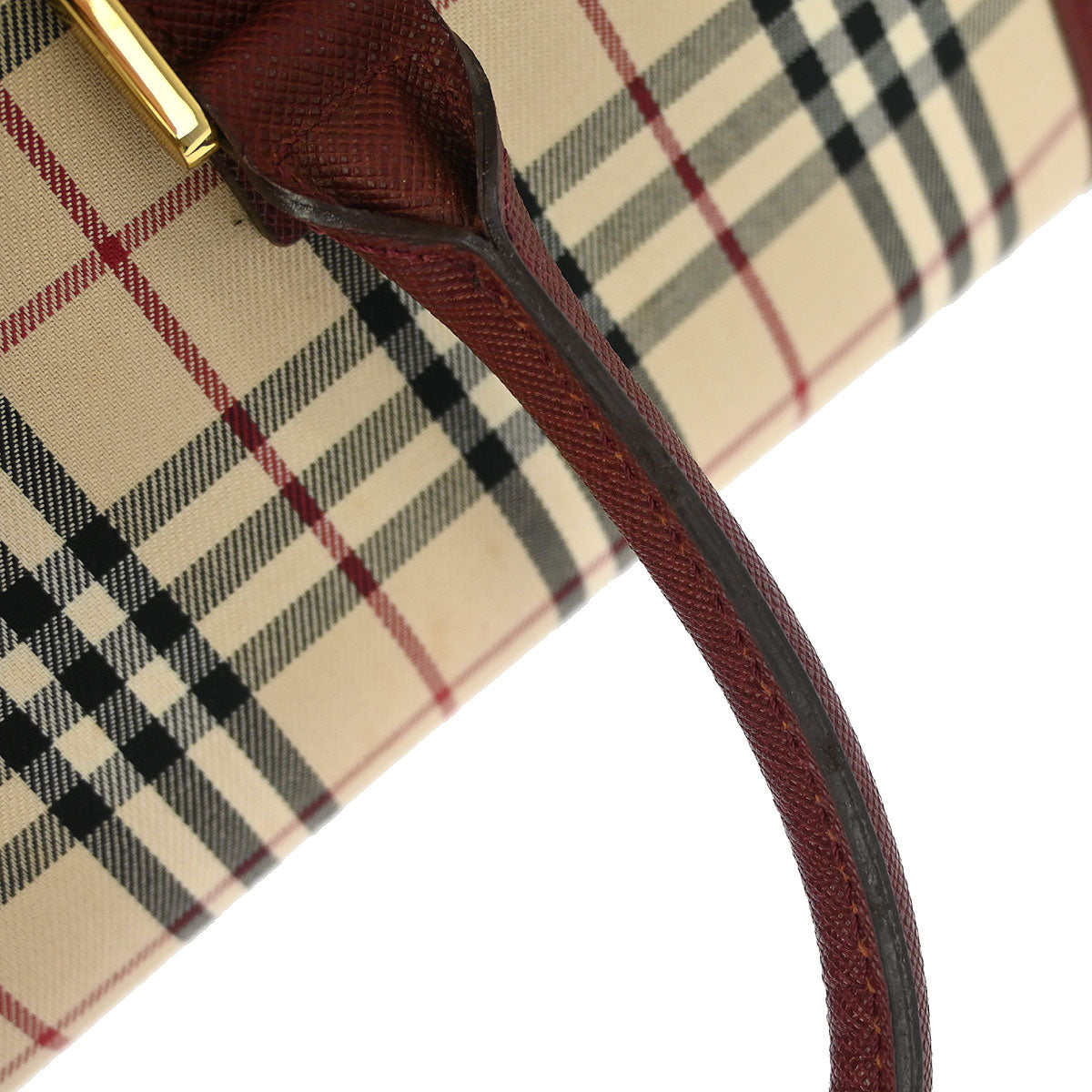 Burberry Beige Canvas Burberry Check Handbag