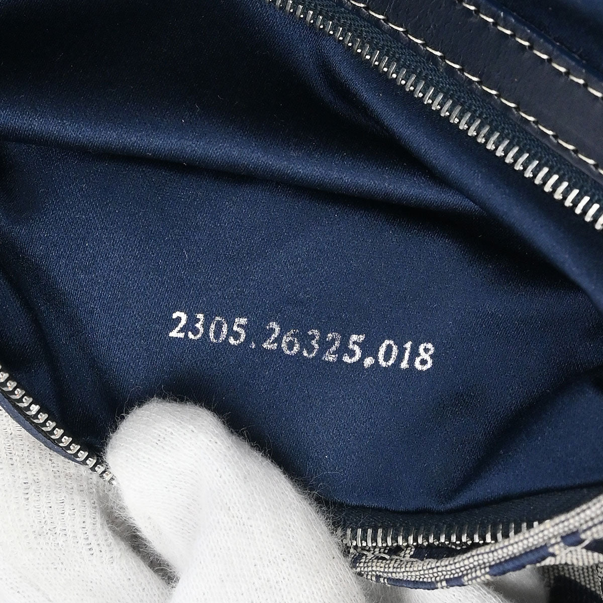 Fendi Navy Gray Canvas Zucchino Mamma Baguette Handbag