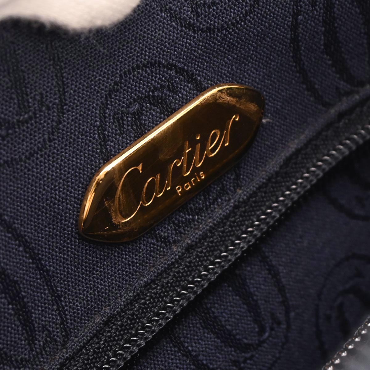 Cartier Navy Leather Sapphire Shoulder Bag