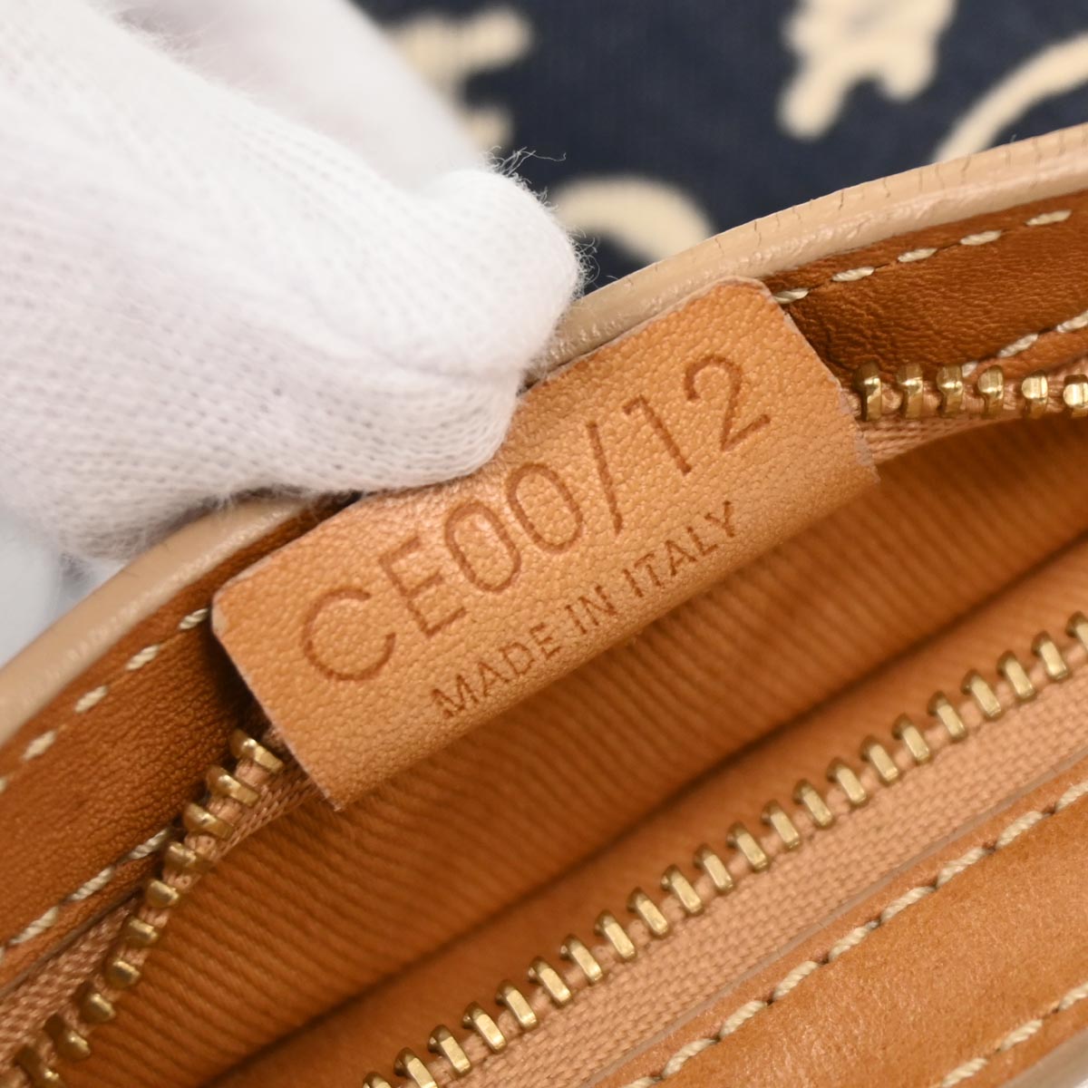 Celine Navy Cotton Macadam C Handbag