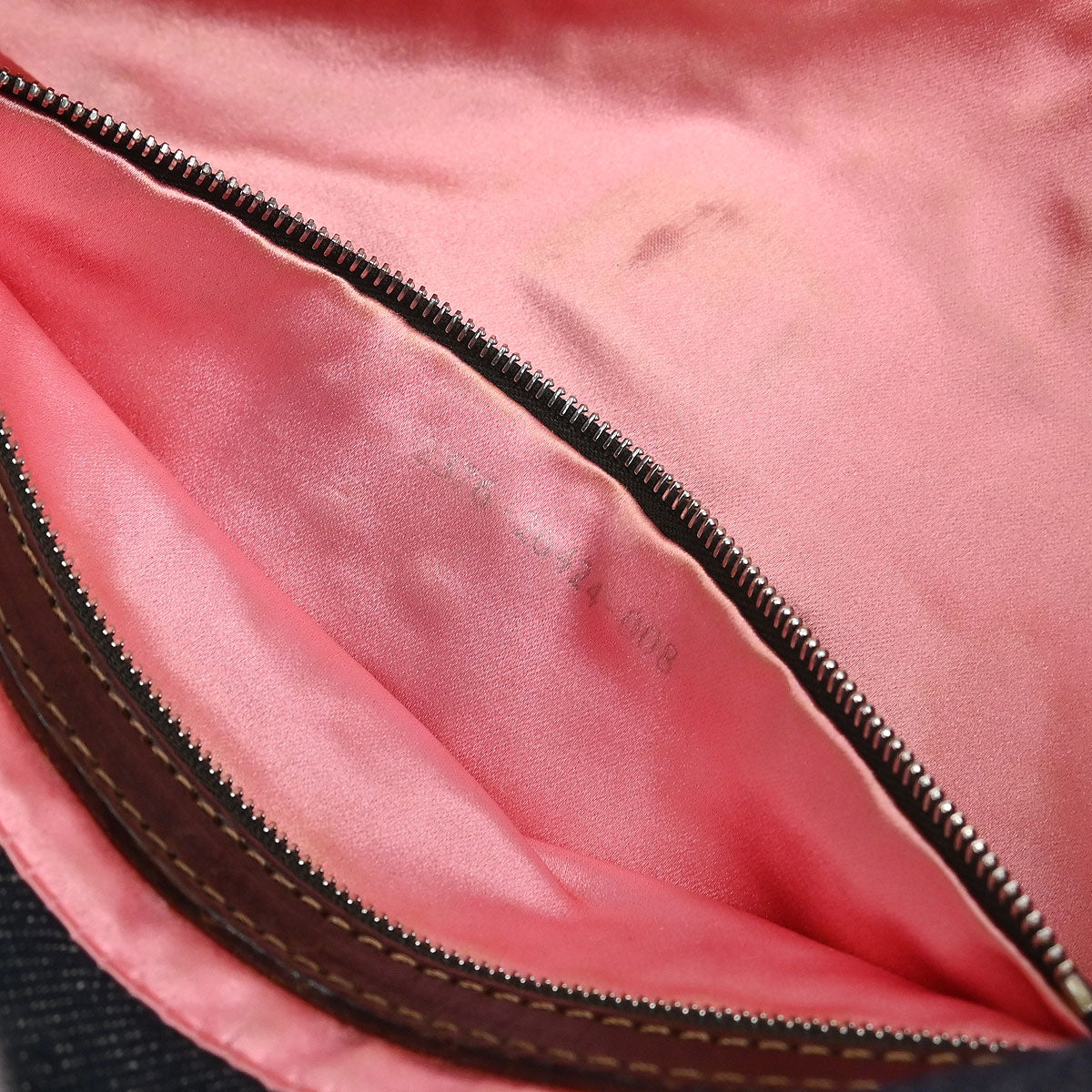 Fendi Navy Denim Floral Baguette Handbag