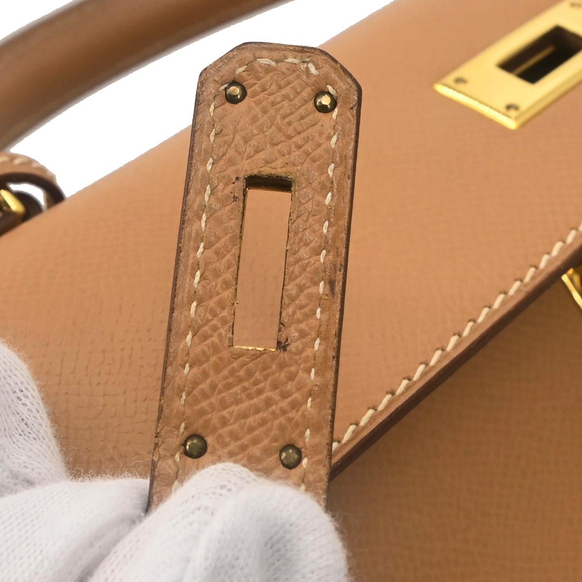 Hermes Natural Courchevel Kelly 28 Sellier 2way Shoulder Handbag