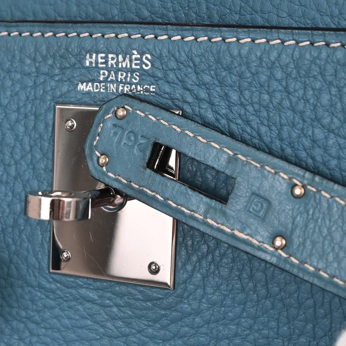 Hermes Blue Jean Taurillon Clemence Kelly 32 Retourne 2way Shoulder Handbag