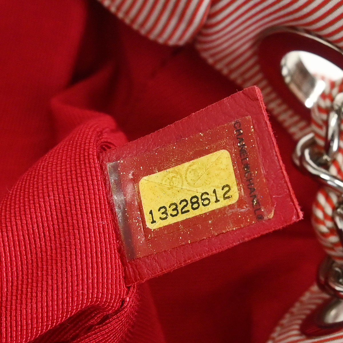 Chanel Red White Nylon Striped Bubble Quilt Accordion Flap Bag