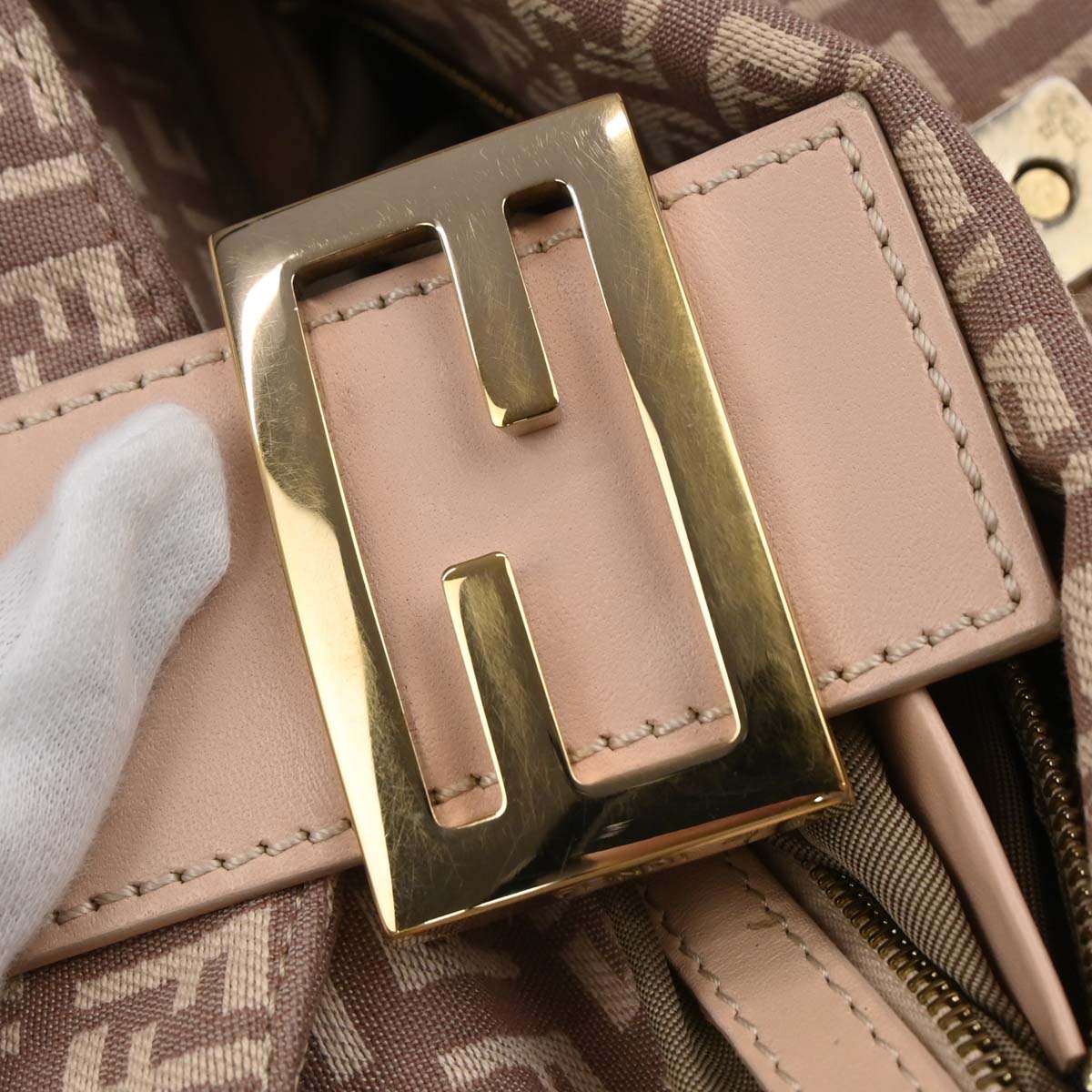 Fendi Light Pink Canvas Zucchino Handbag