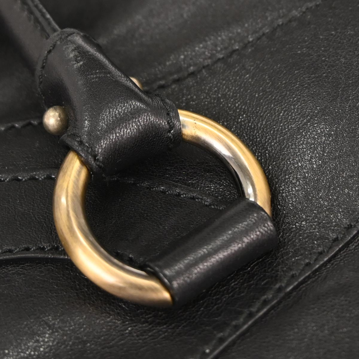 Salvatore Ferragamo Black Leather Gancini Handbag