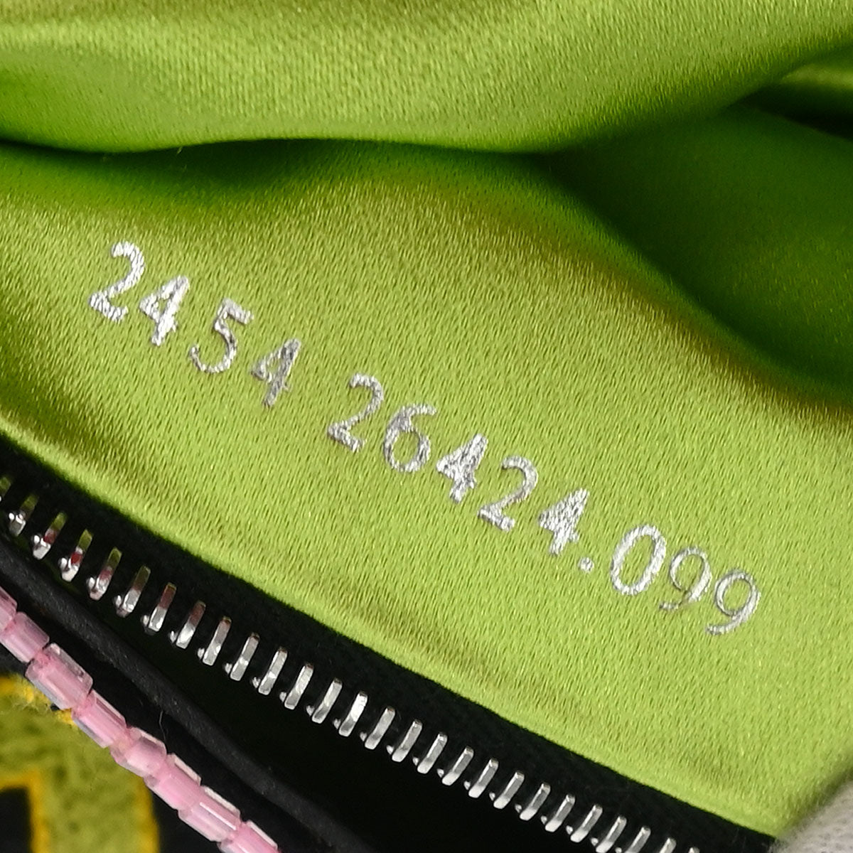 Fendi Black Cotton Beaded Embroidered Baguette Handbag