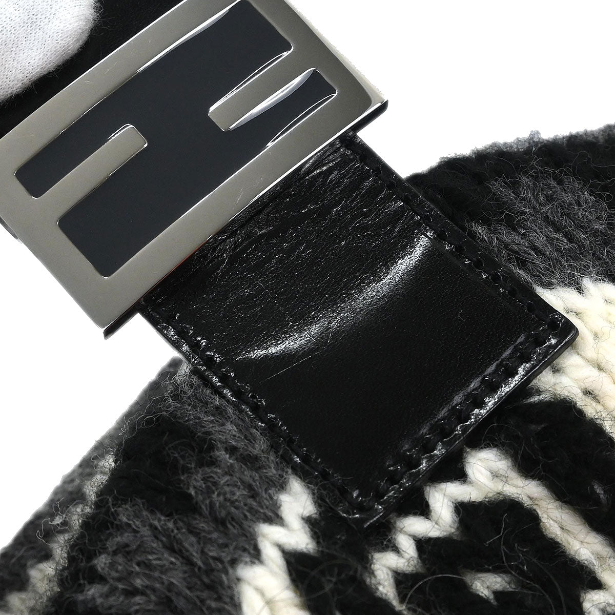 Fendi Gray Wool Baguette Handbag