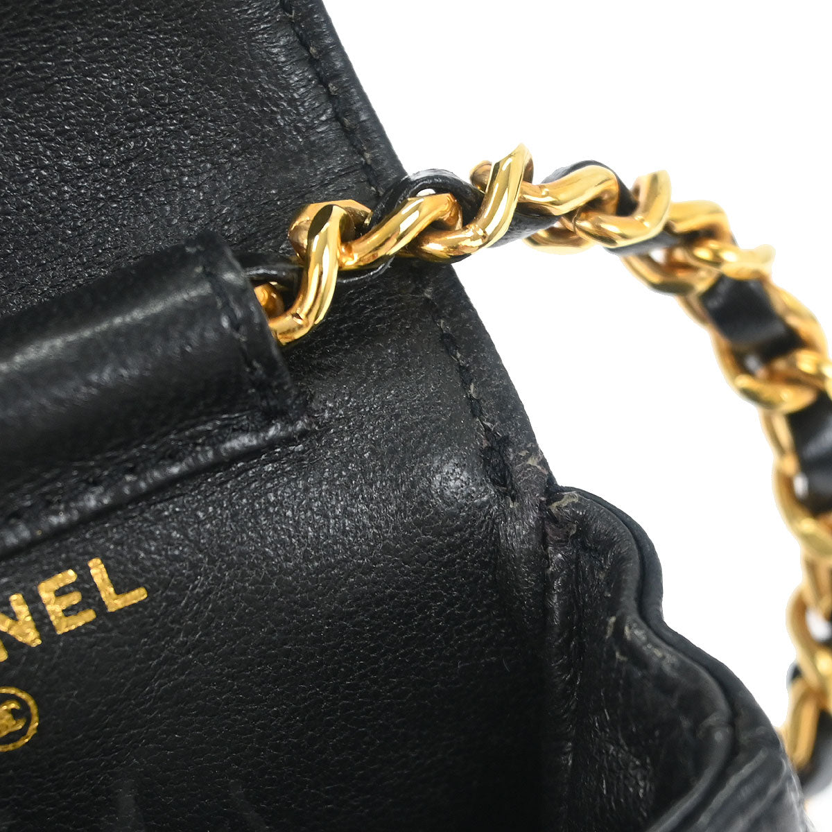 Chanel 1989-1991 Black Lambskin Micro Classic Flap Shoulder Bag Pochette
