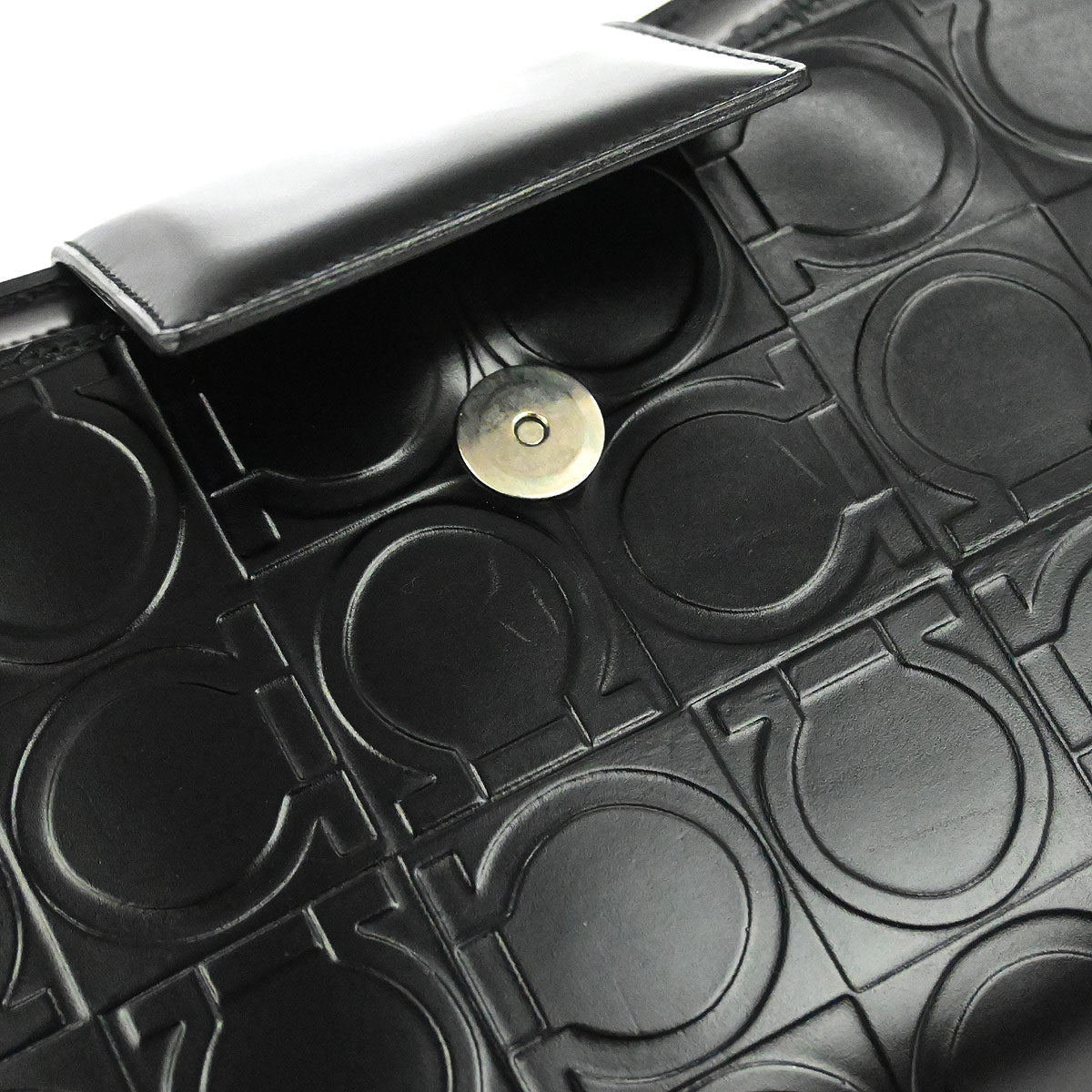 Salvatore Ferragamo Black Leather Gancini Handbag