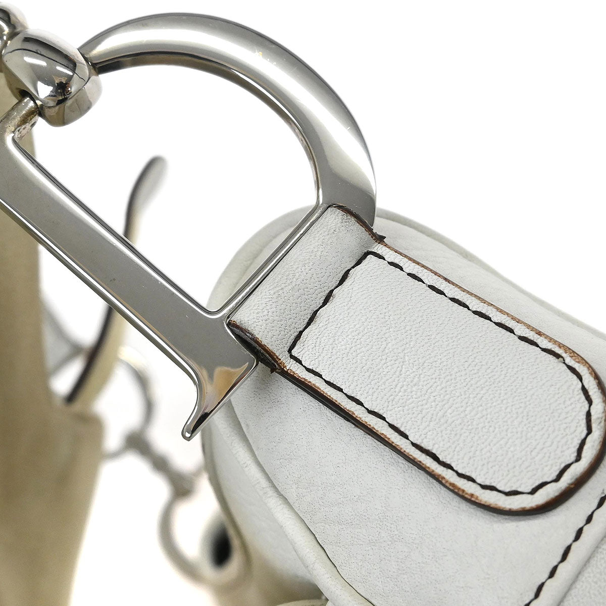 Christian Dior White Leather Saddle Handbag