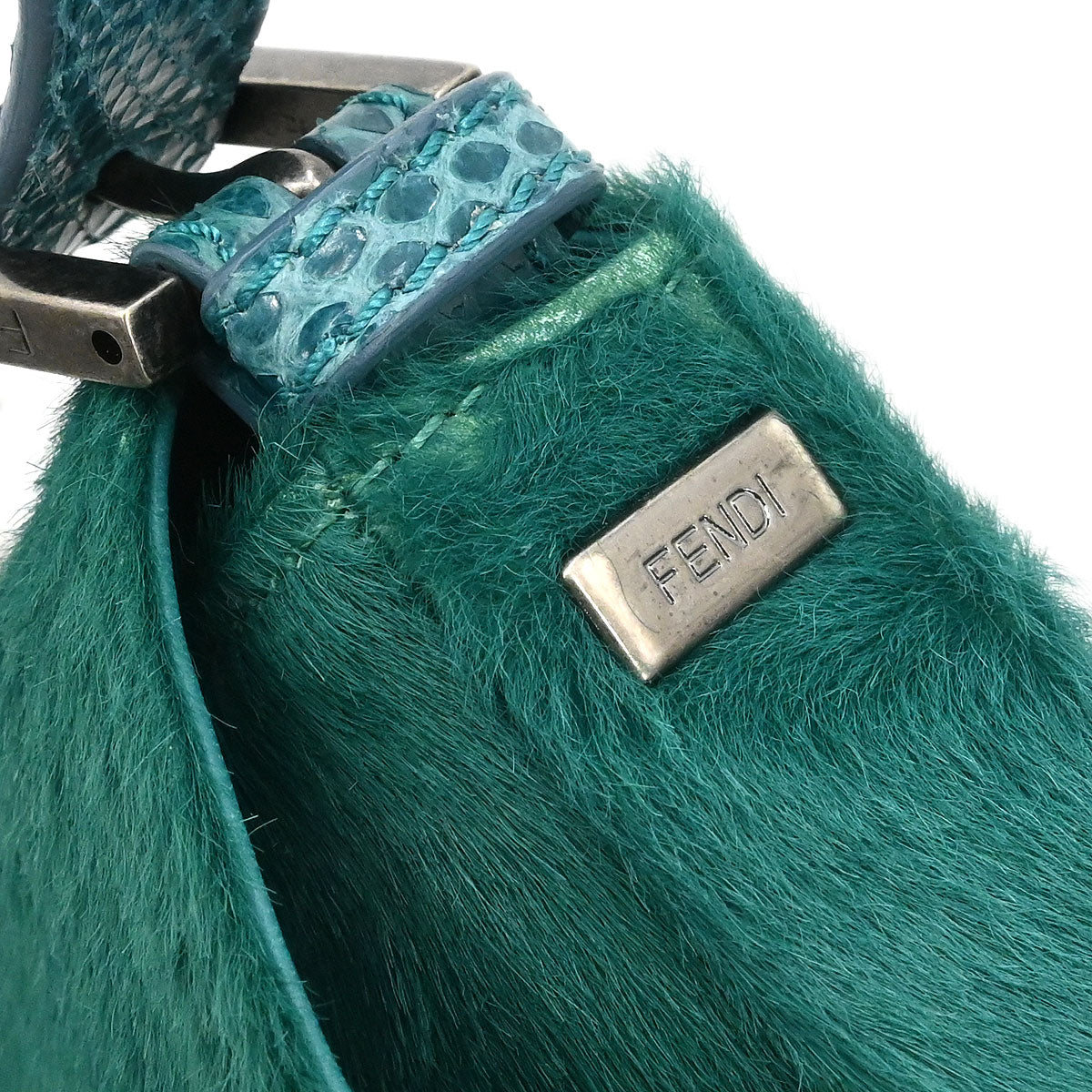Fendi * Green Pony Hair Python Baguette Handbag