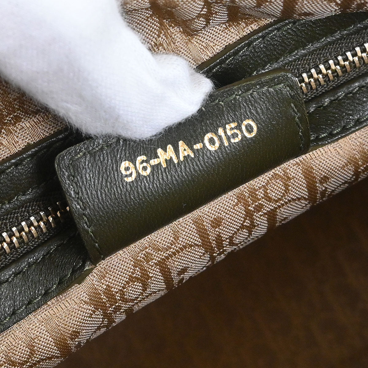 Christian Dior Khaki Lambskin Medium Lady Dior Cannage 2way Shoulder Handbag