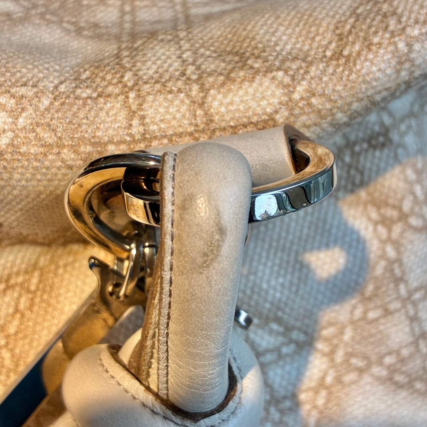Christian Dior Beige Canvas Cannage Handbag
