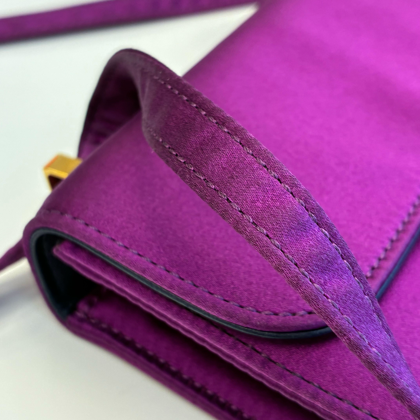Hermes * 2010 Purple Silk Pochette Mini Constance
