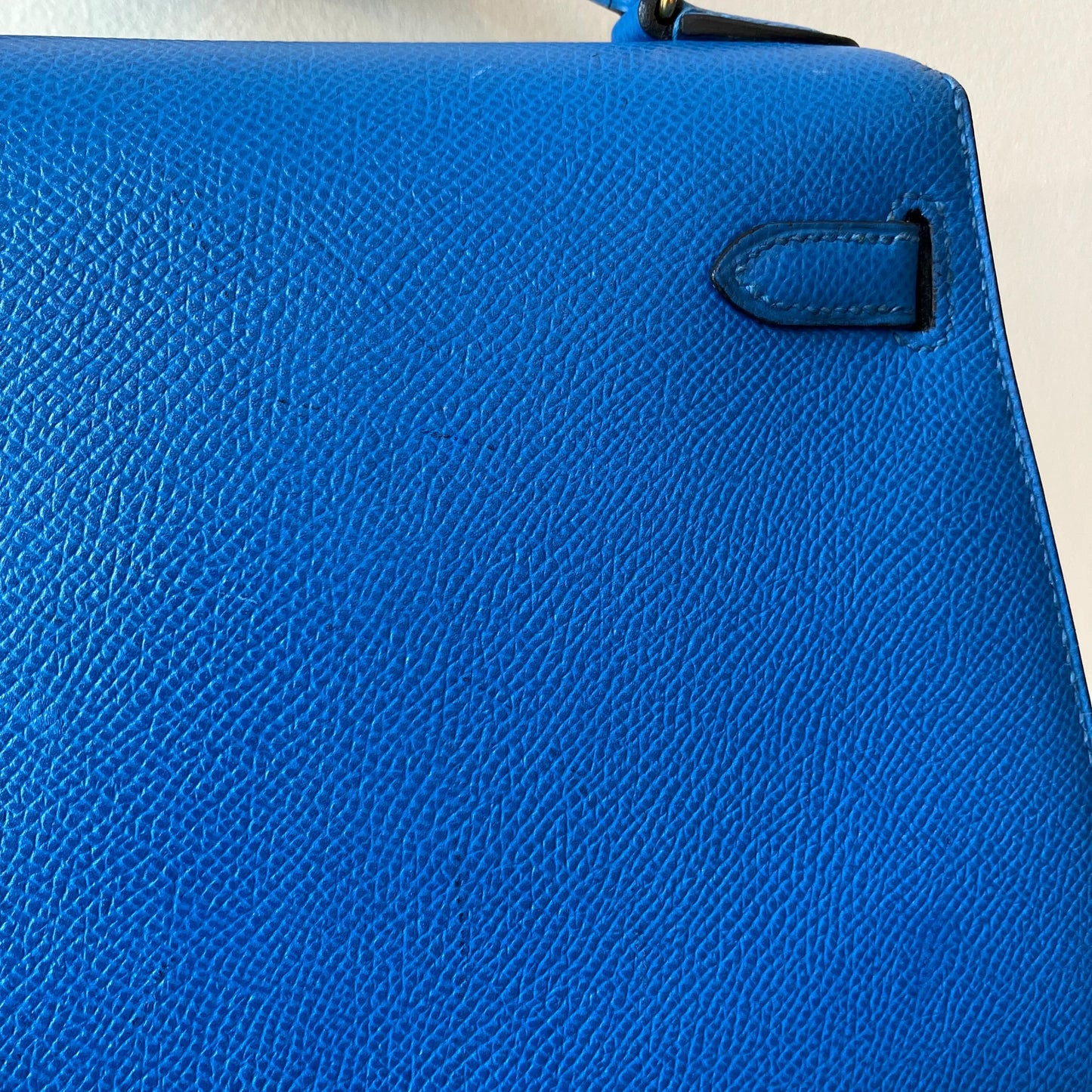 Hermes 1996 Blue Couchevel Mini Kelly 20 Sellier 2way Shoulder Handbag