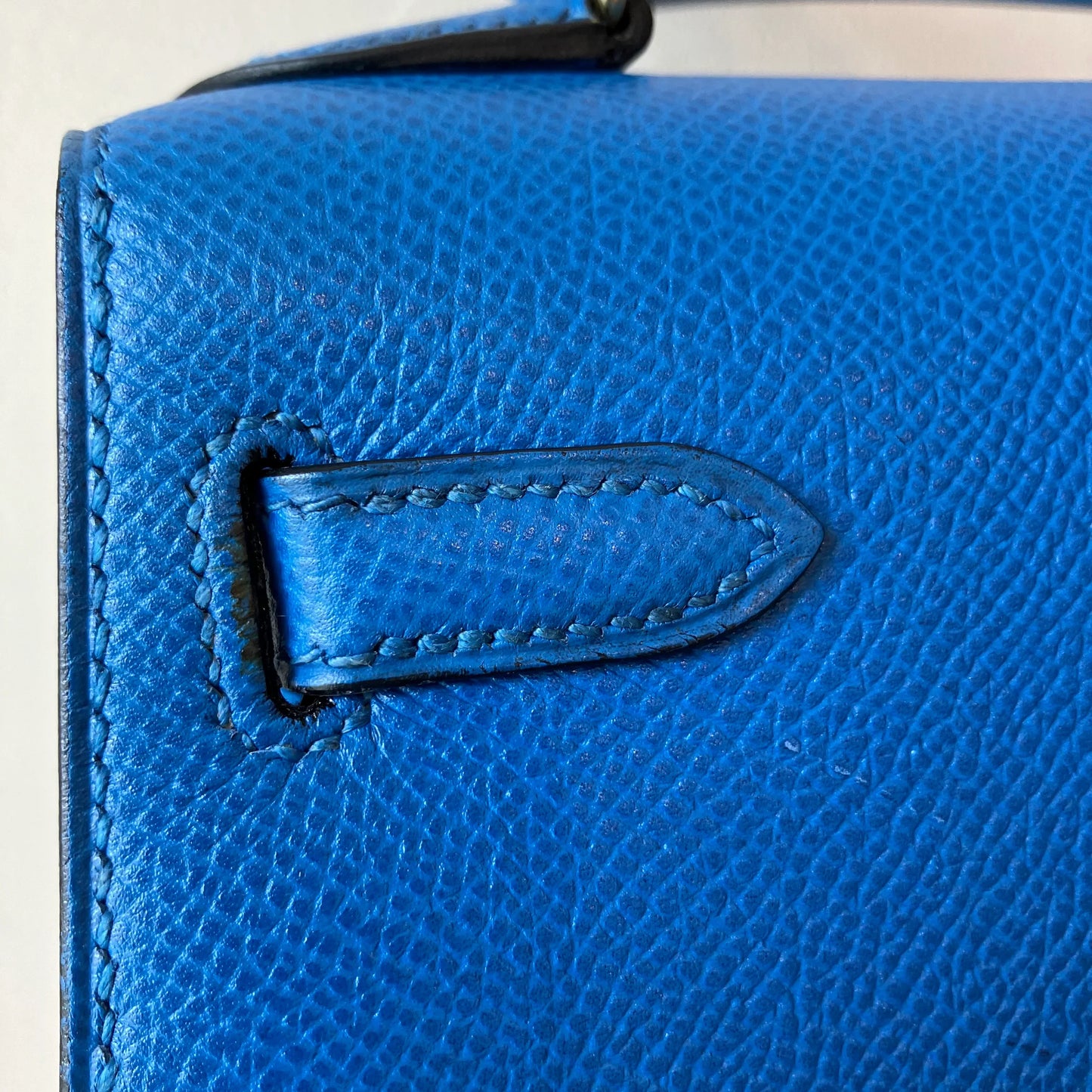Hermes 1996 Blue Couchevel Mini Kelly 20 Sellier 2way Shoulder Handbag