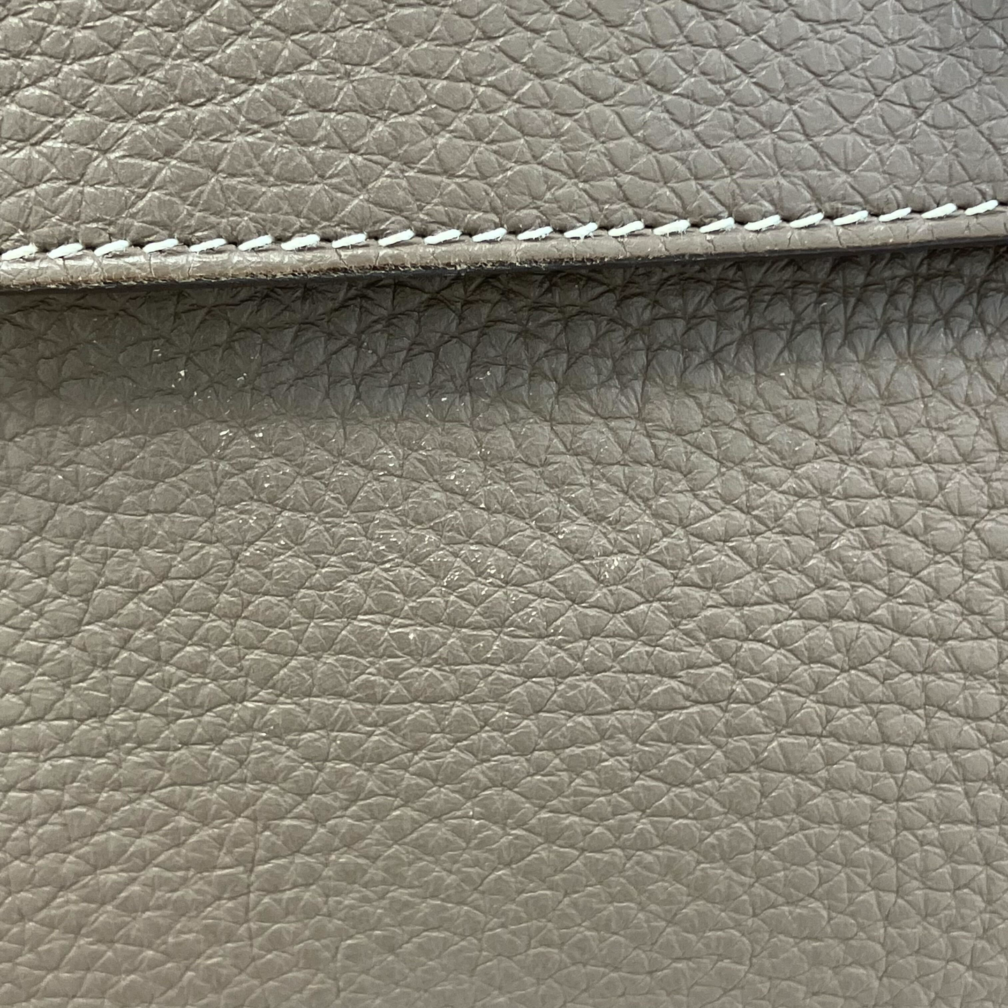 Hermes Etoupe Gray Togo Shoulder Kelly Handbag