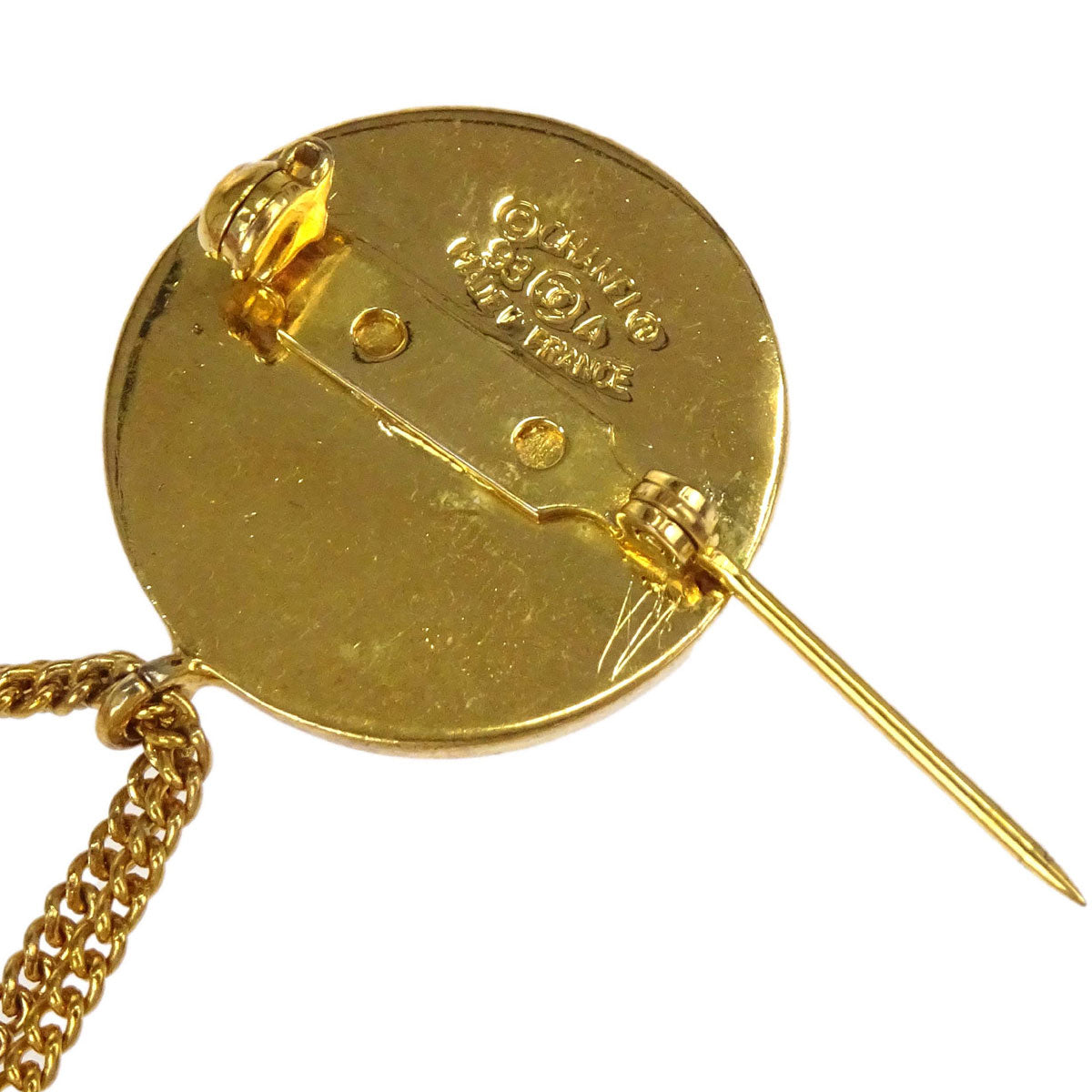 Chanel Dangle Brooch Pin Gold 93A