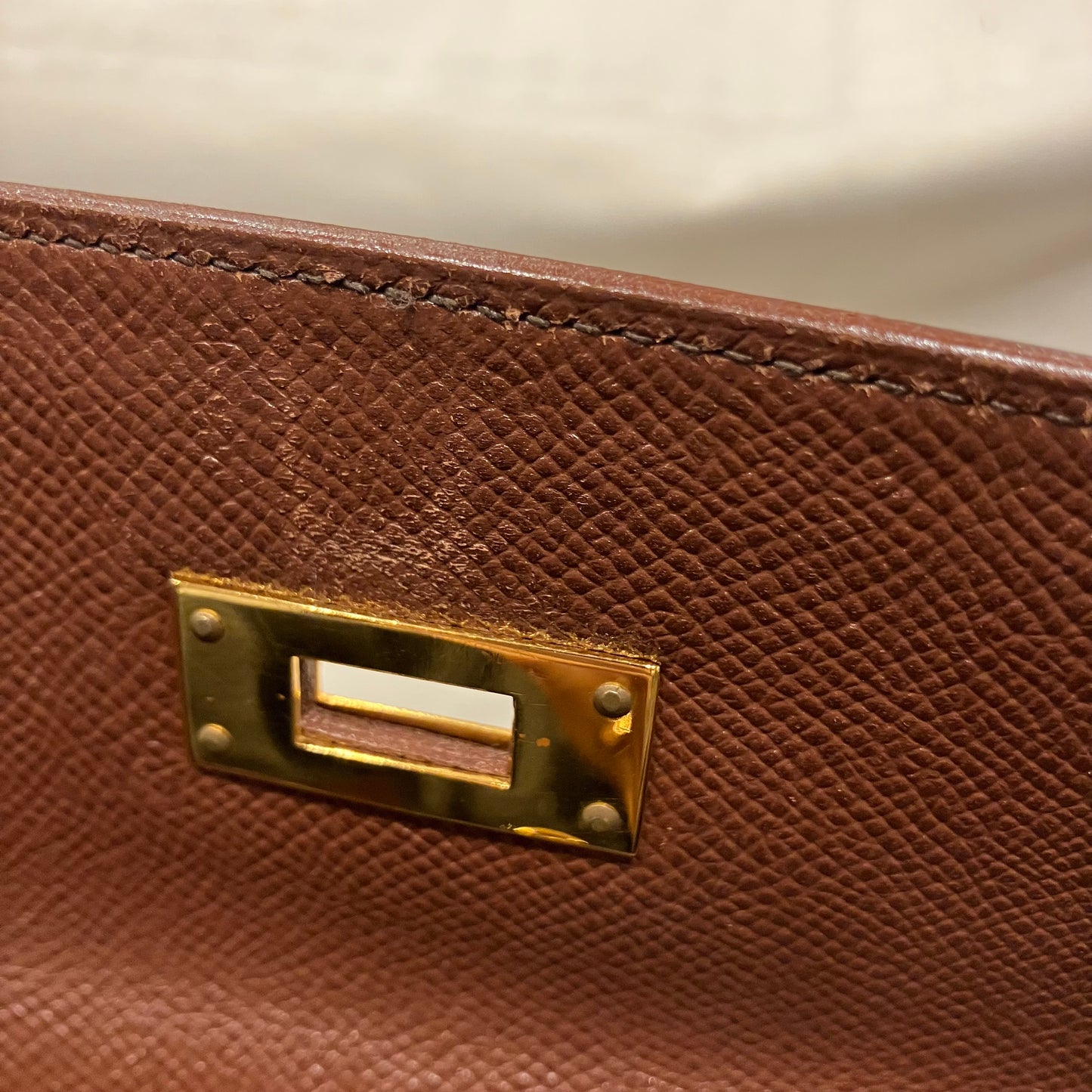 Hermes 1994 Marron Fonce Courchevel Kelly 32 Retourne 2way Shoulder Handbag