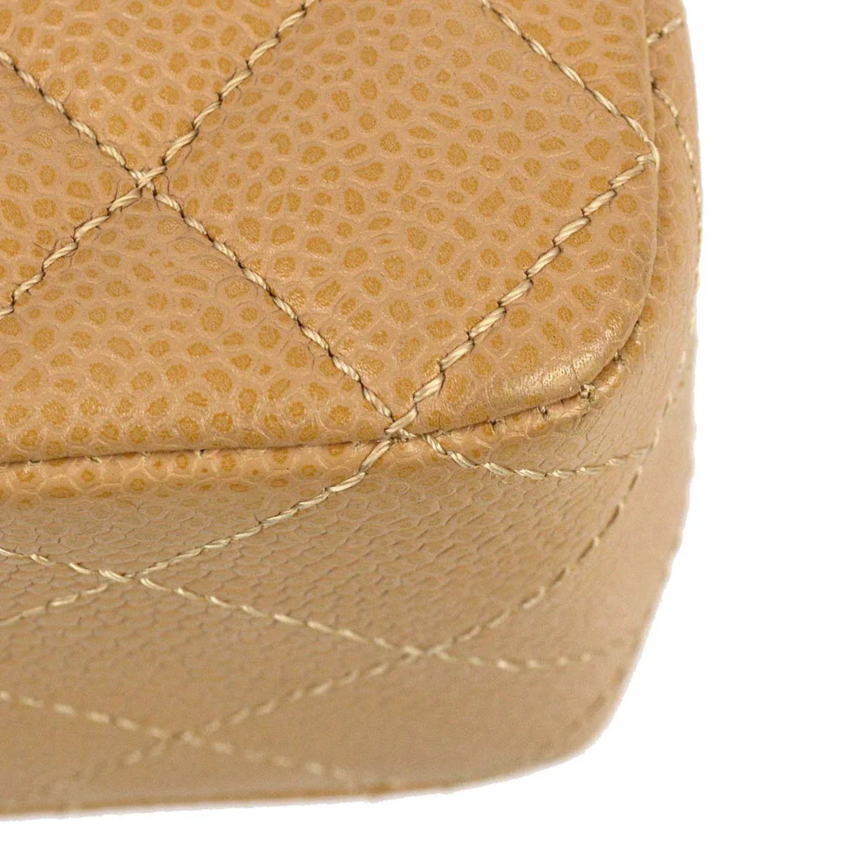 Chanel 2004-2005 Beige Caviar Medium Classic Double Flap Bag SHW