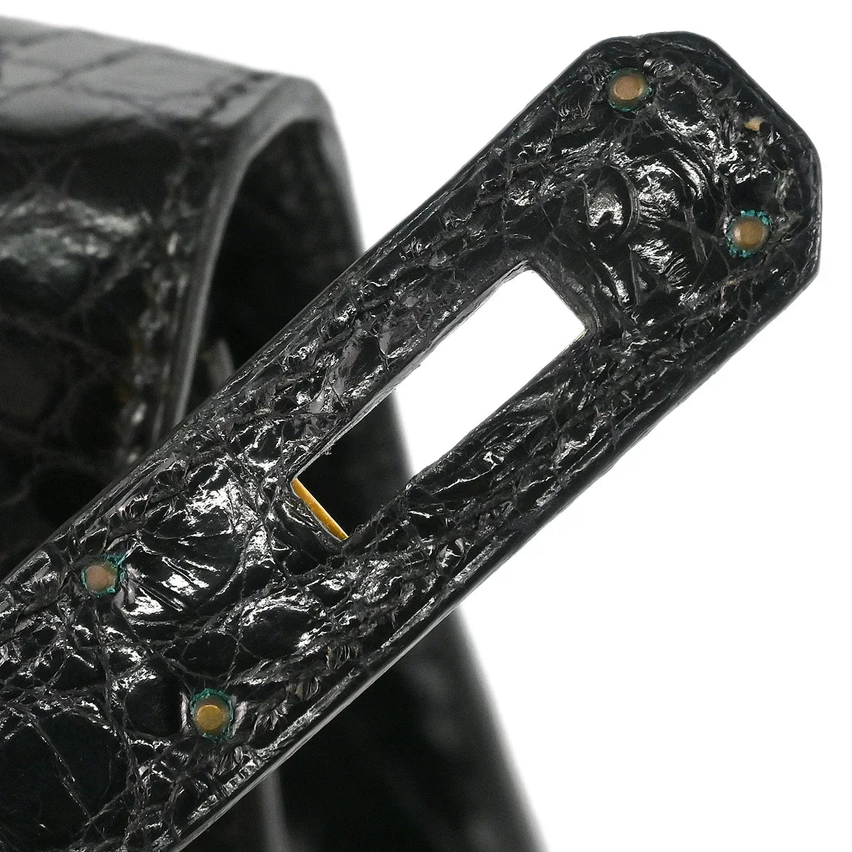 Hermes * 1996 Black Alligator Kelly 32 Sellier Handbag