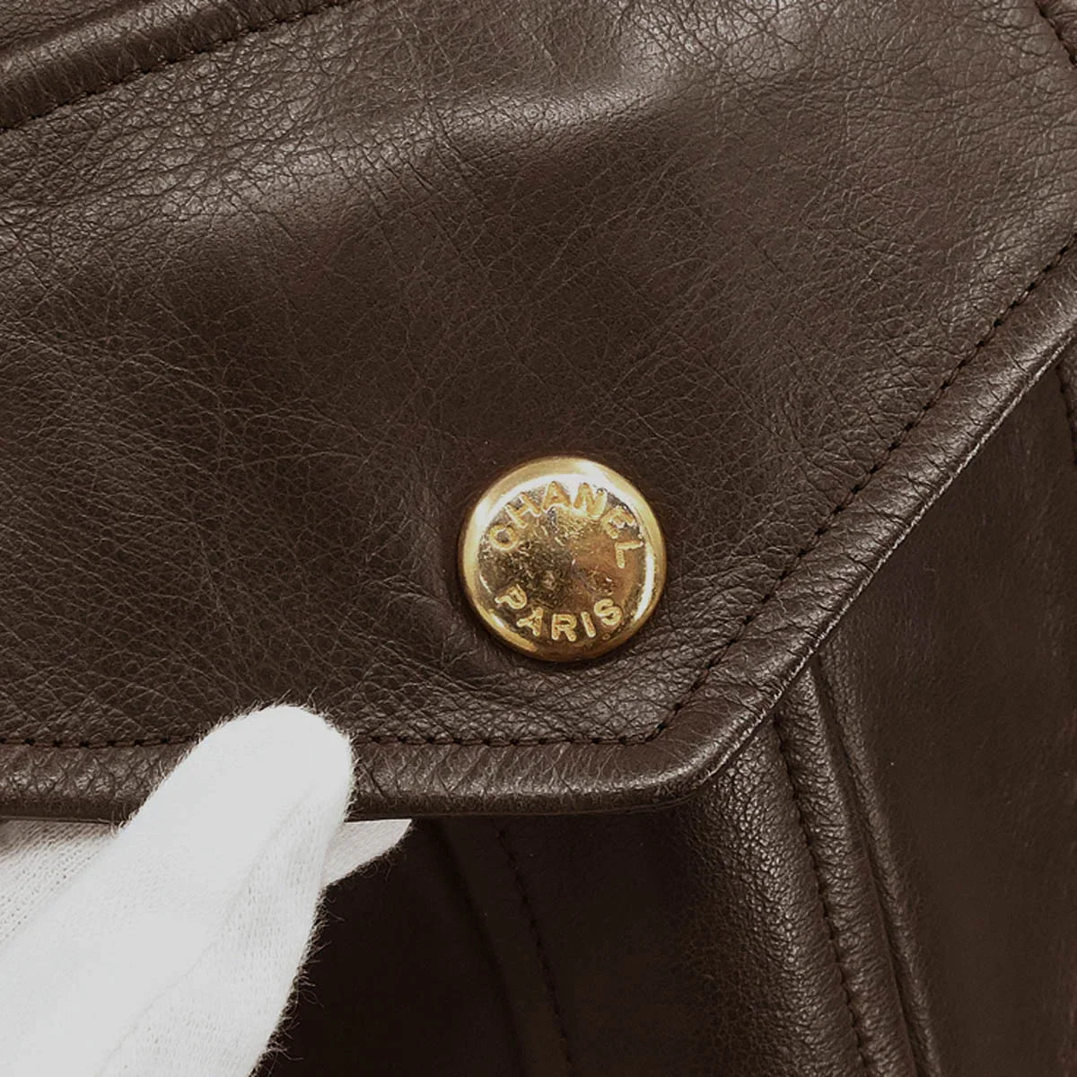 Chanel Zip Up Leather Jacket Brown