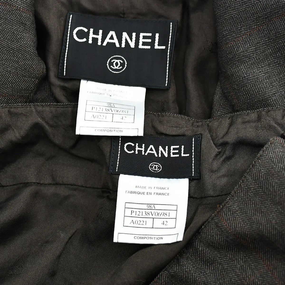 Chanel Setup Suit Jacket Skirt Brown 98A #42