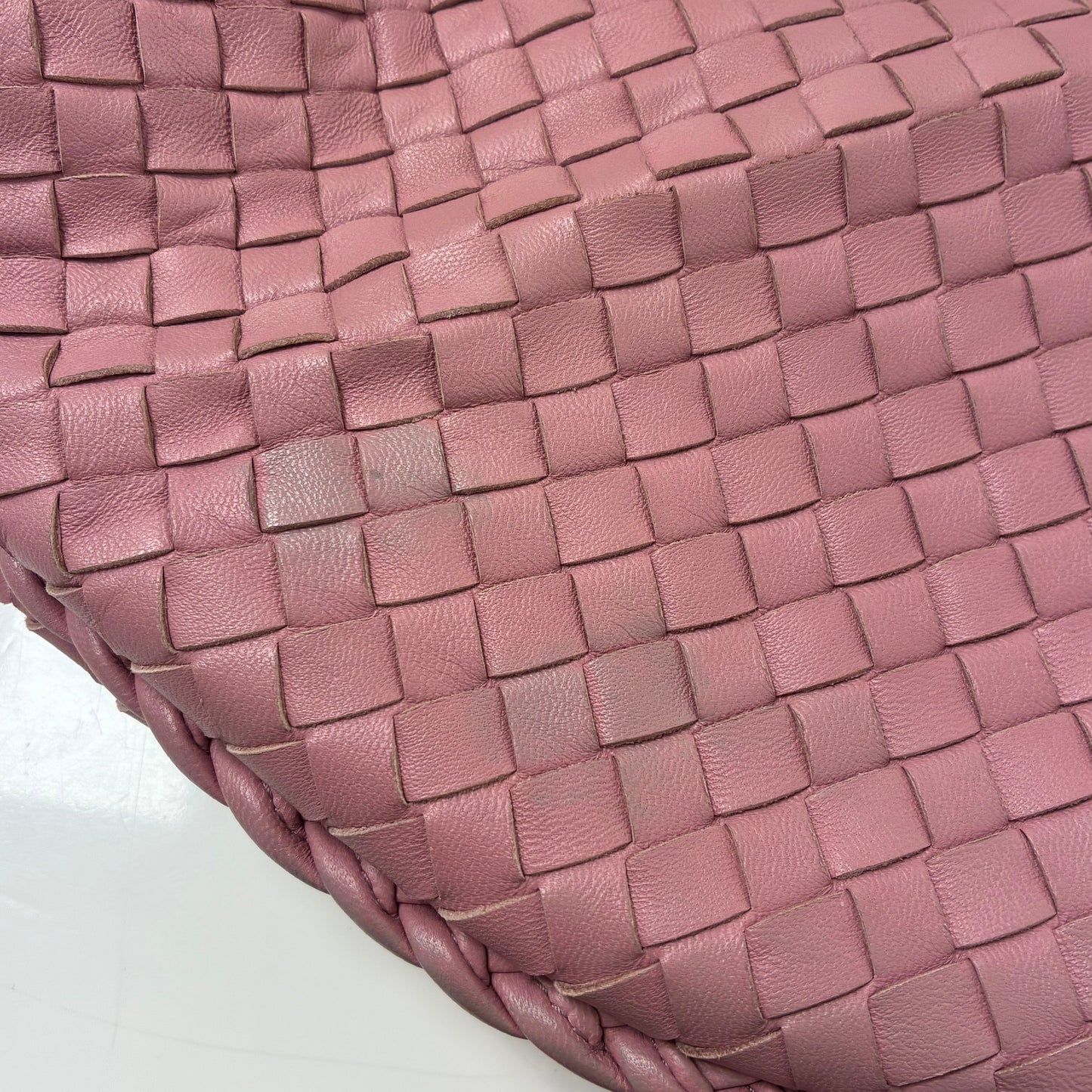 Bottega Veneta Pink Lambskin Intrecciato Hobo Handbag