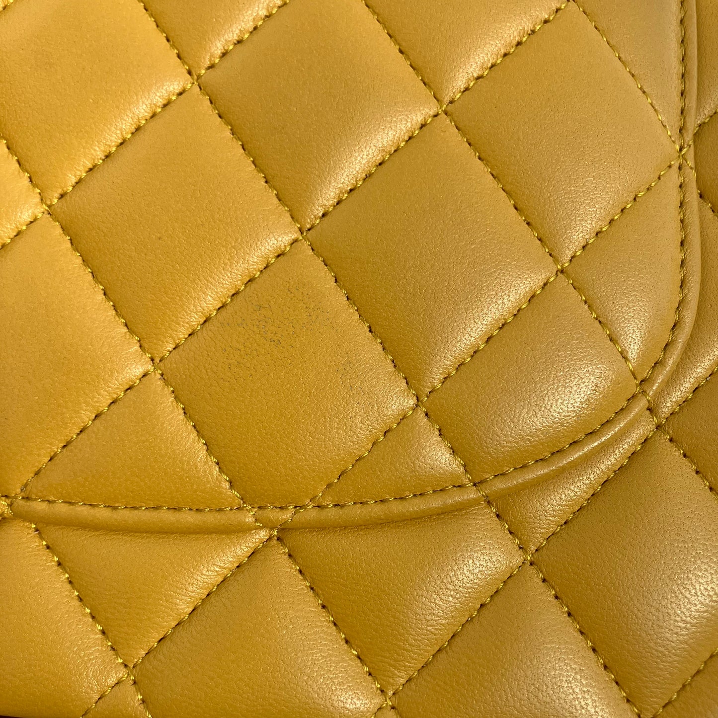 Chanel Yellow Lambskin Medium Classic Double Flap Shoulder Bag