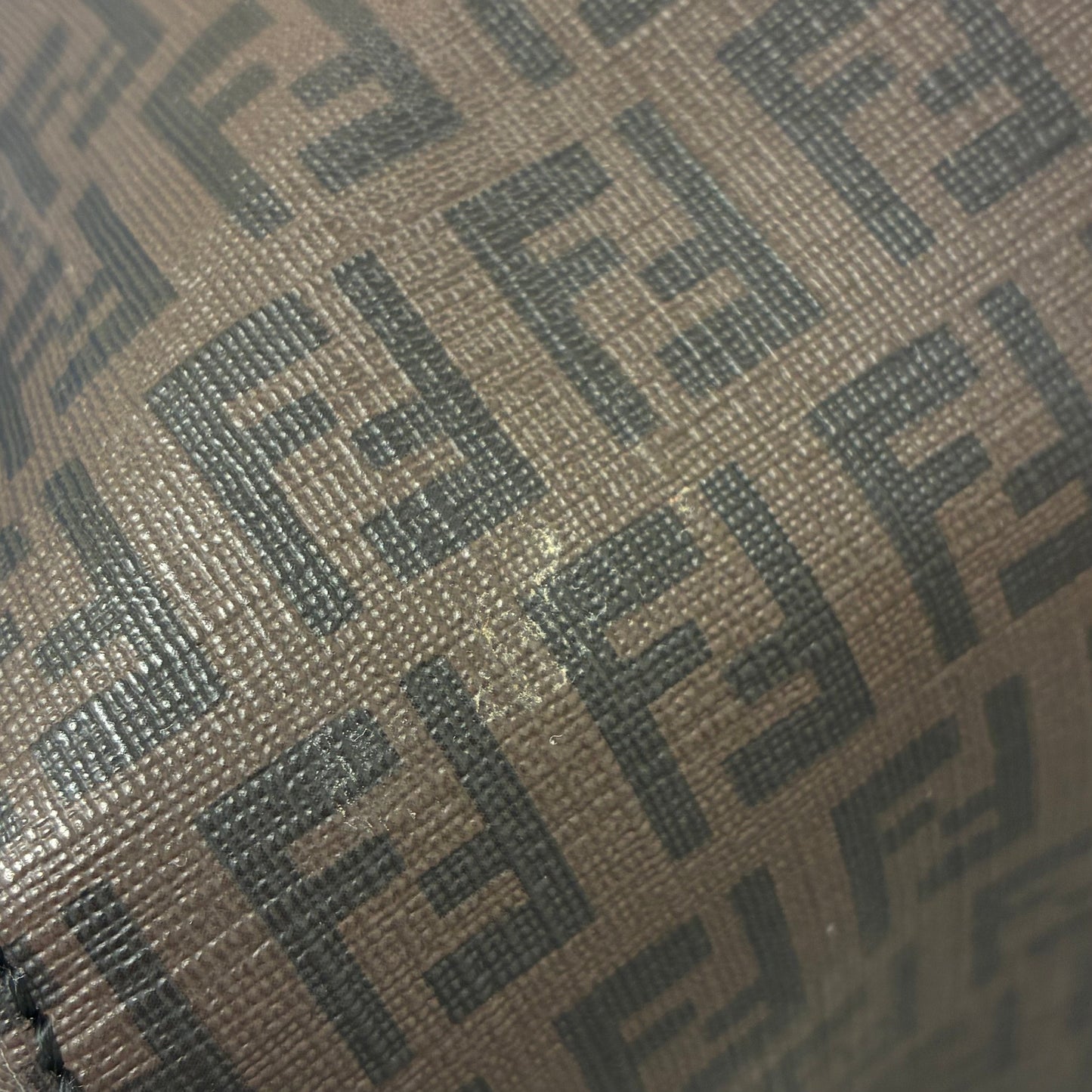 Fendi Brown PVC Zucchino Mamma Baguette Handbag