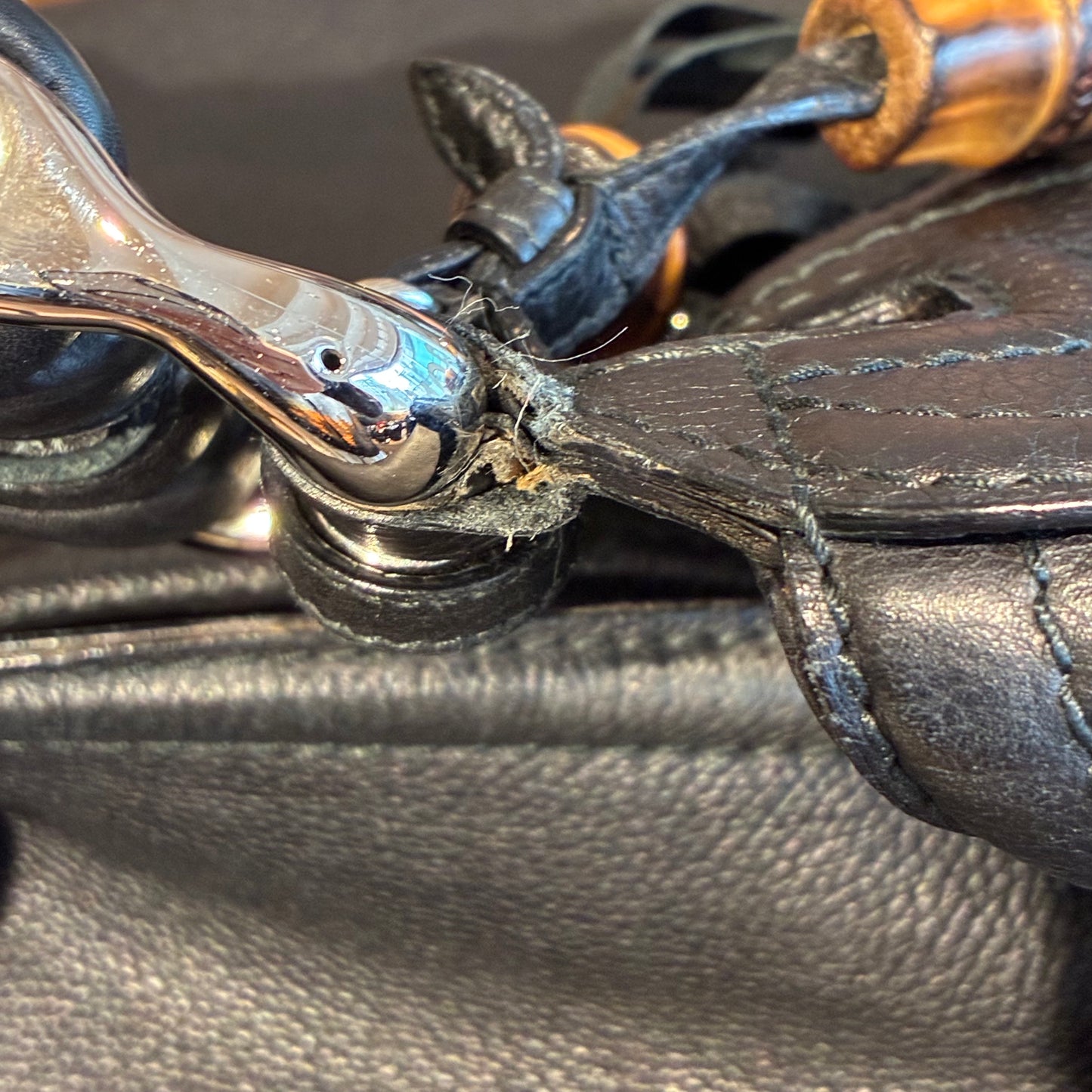 Gucci Black Techno Horsebit XL Hobo Bag