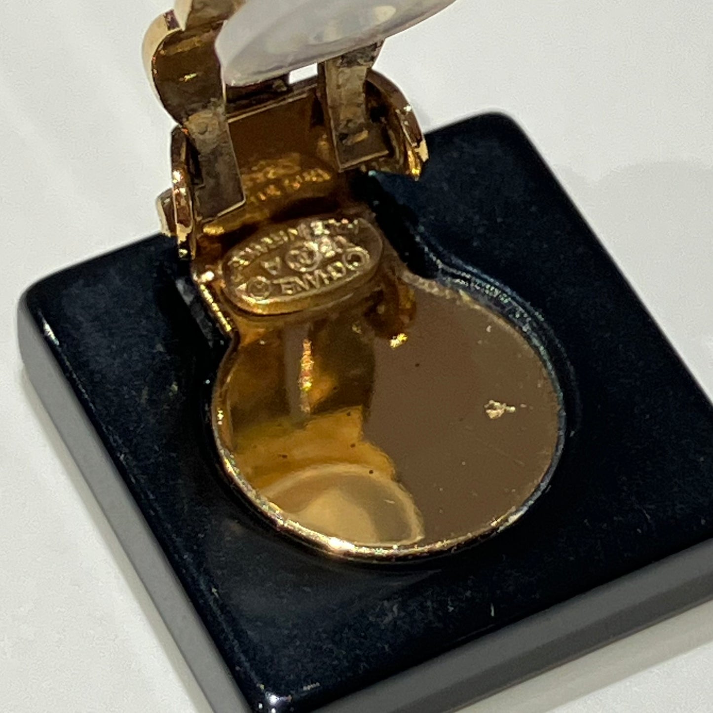 Chanel Square Earrings Clip-On Black 03A