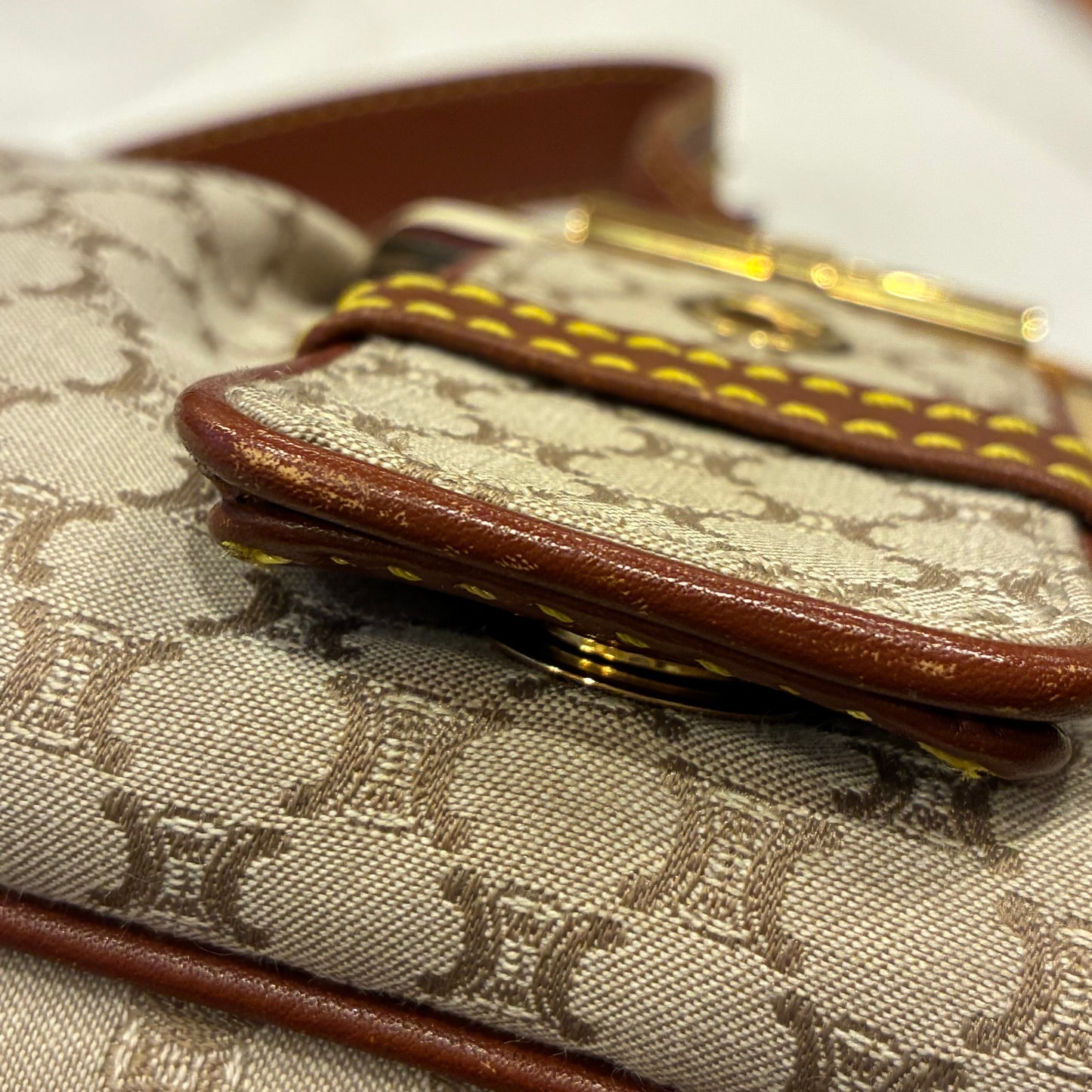 Celine * Beige Canvas Macadam Handbag