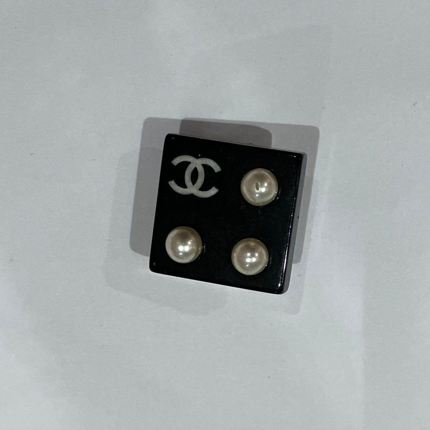 Chanel Square Earrings Clip-On Black 03C