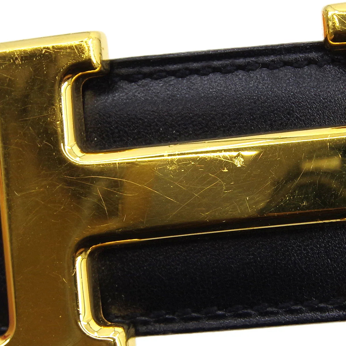 Hermes 1998 Black Box Calf Constance Reversible Belt #70 Small Good