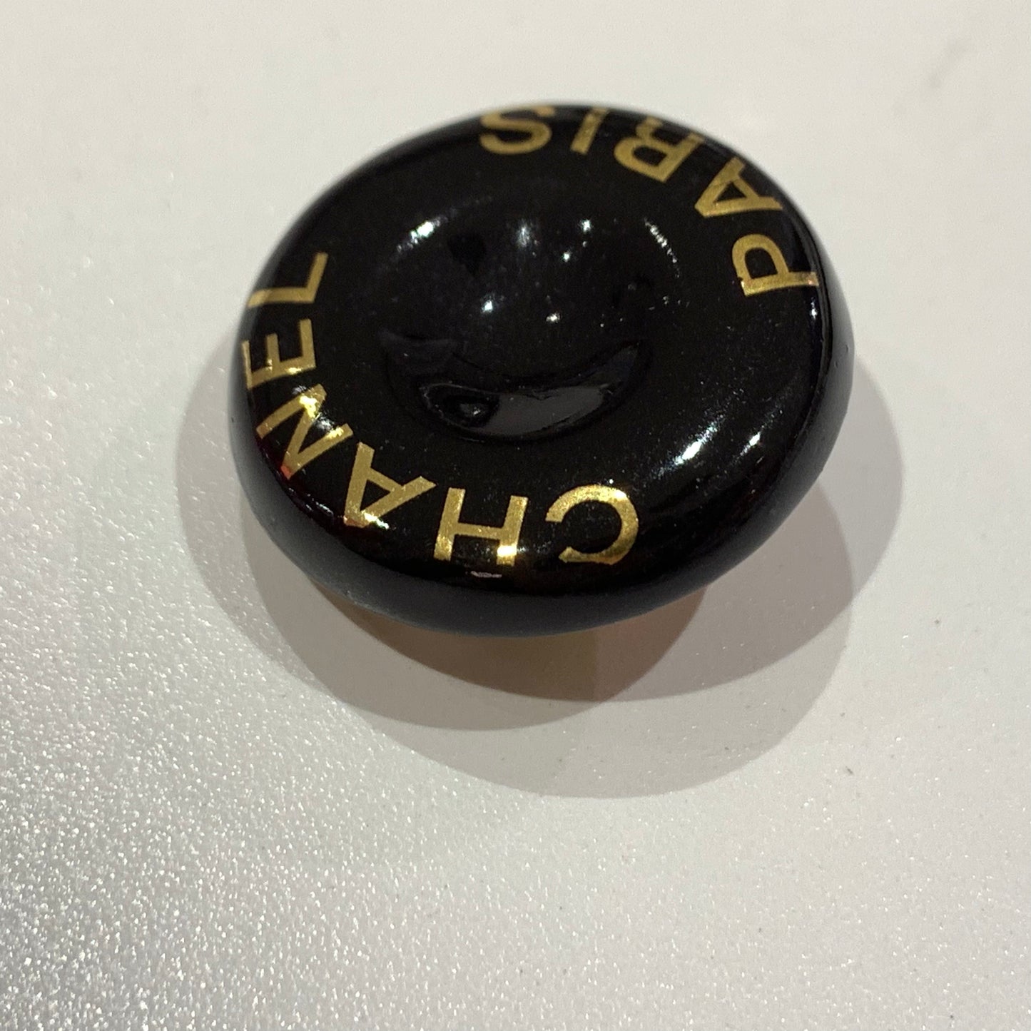 Chanel 1997 Button Logo Earrings Black Clip-On