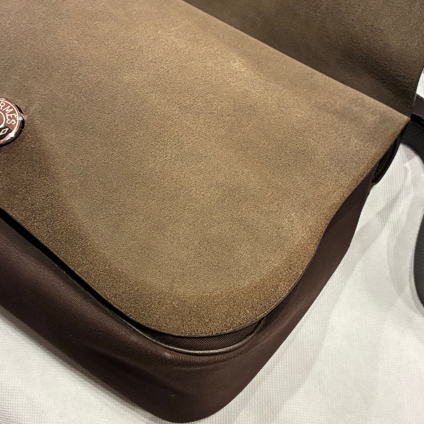 Hermes Cafe Toile Officier Vache Liegee Sac Colorado GM Shoulder Bag