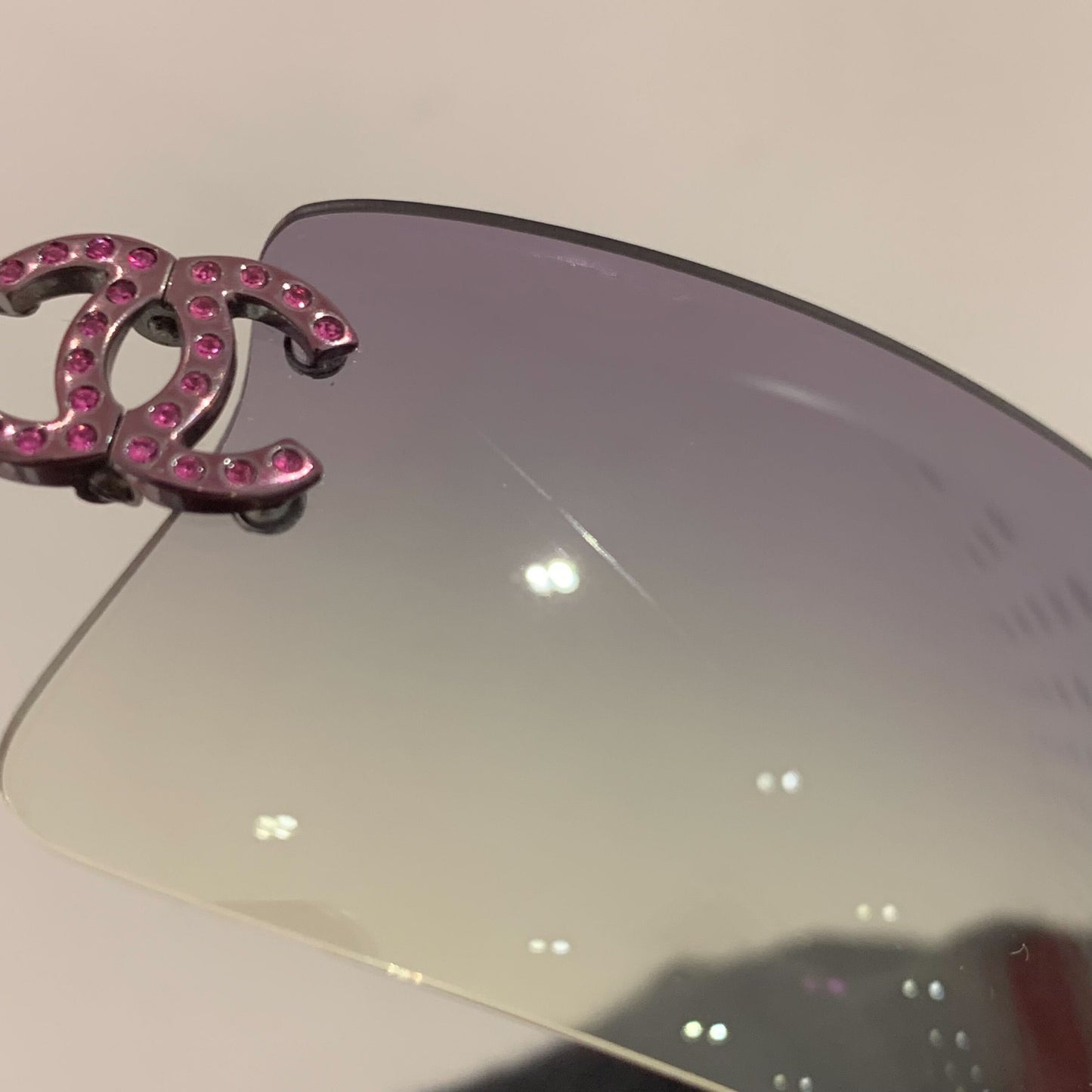 Chanel Sunglasses Eyewear Dark Purple Rhinestone Small Good
