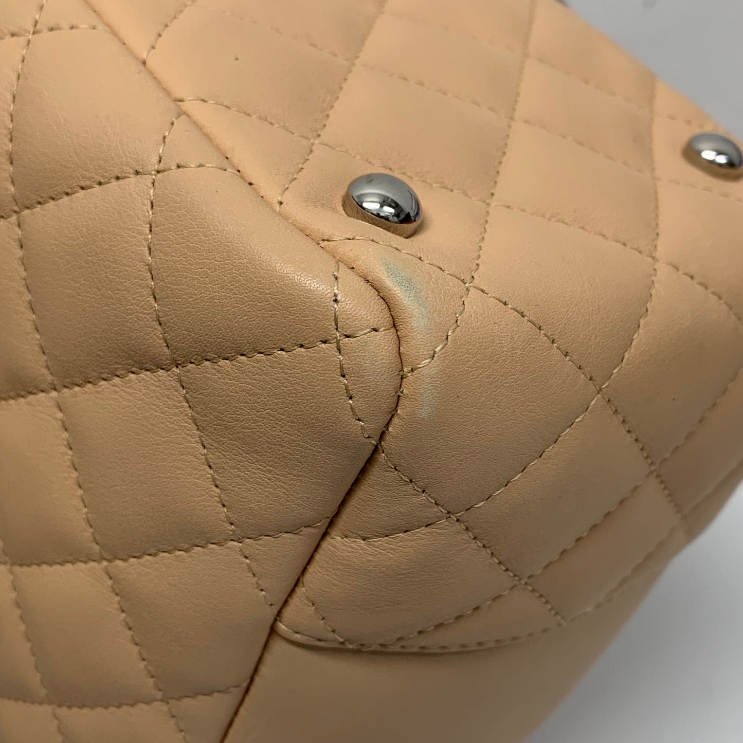 Chanel Beige Calfskin Cambon Ligne Bowling Bag 27