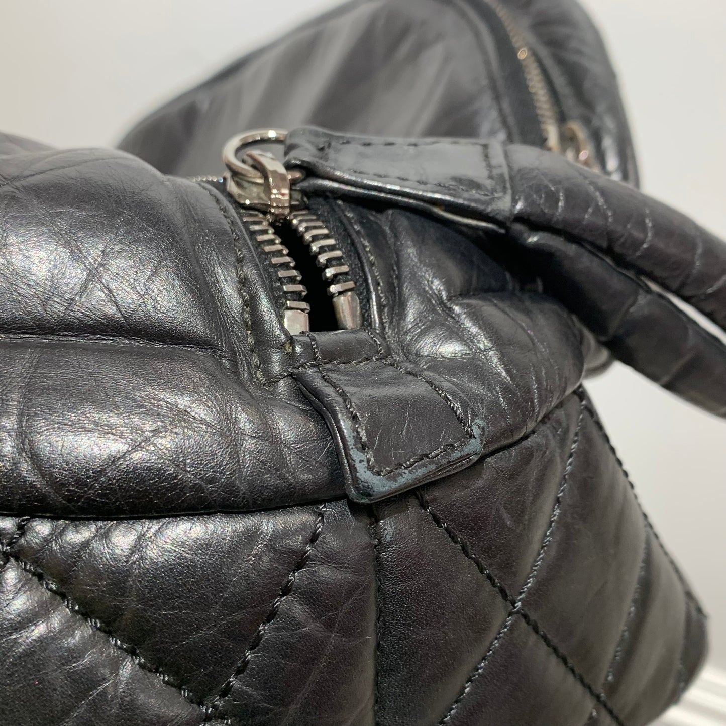 Chanel Black Calfskin Lady Braid Bowler Bag Handbag