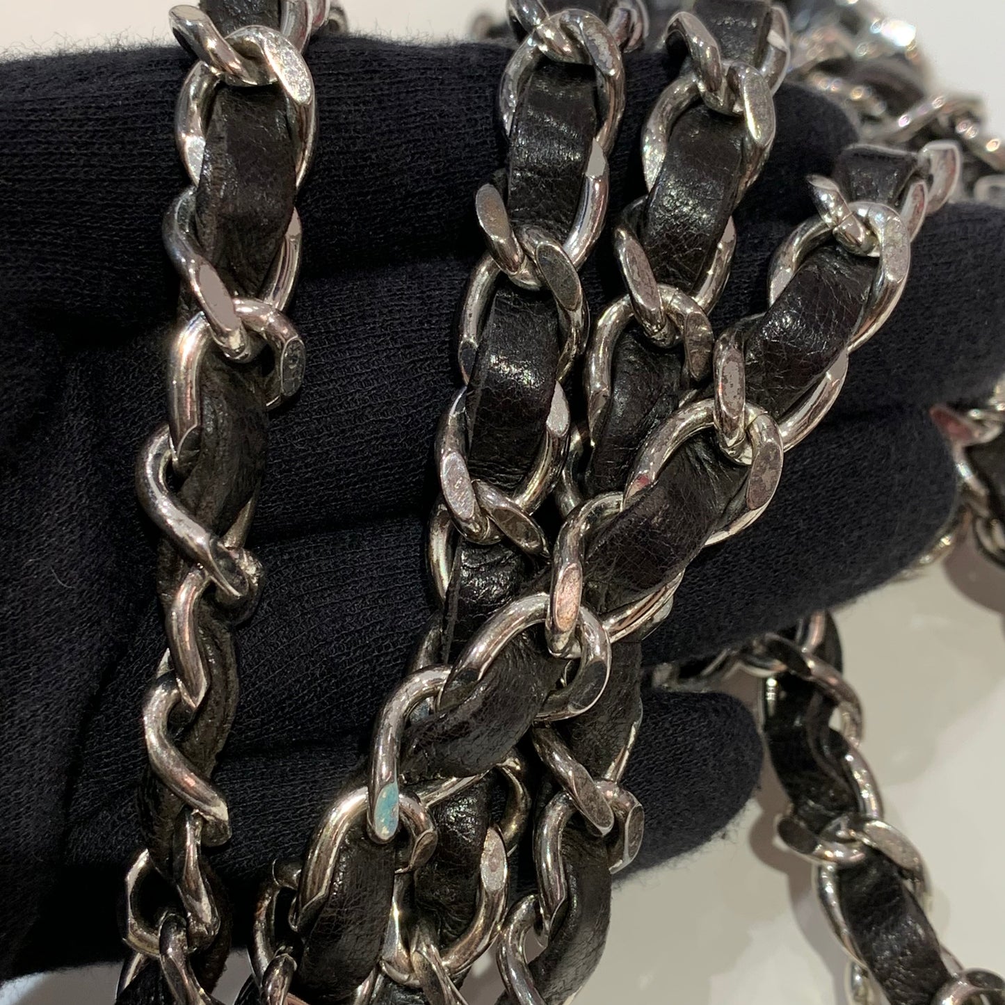 Chanel 1996-1997 Black Lambskin Chain Shoulder Bag