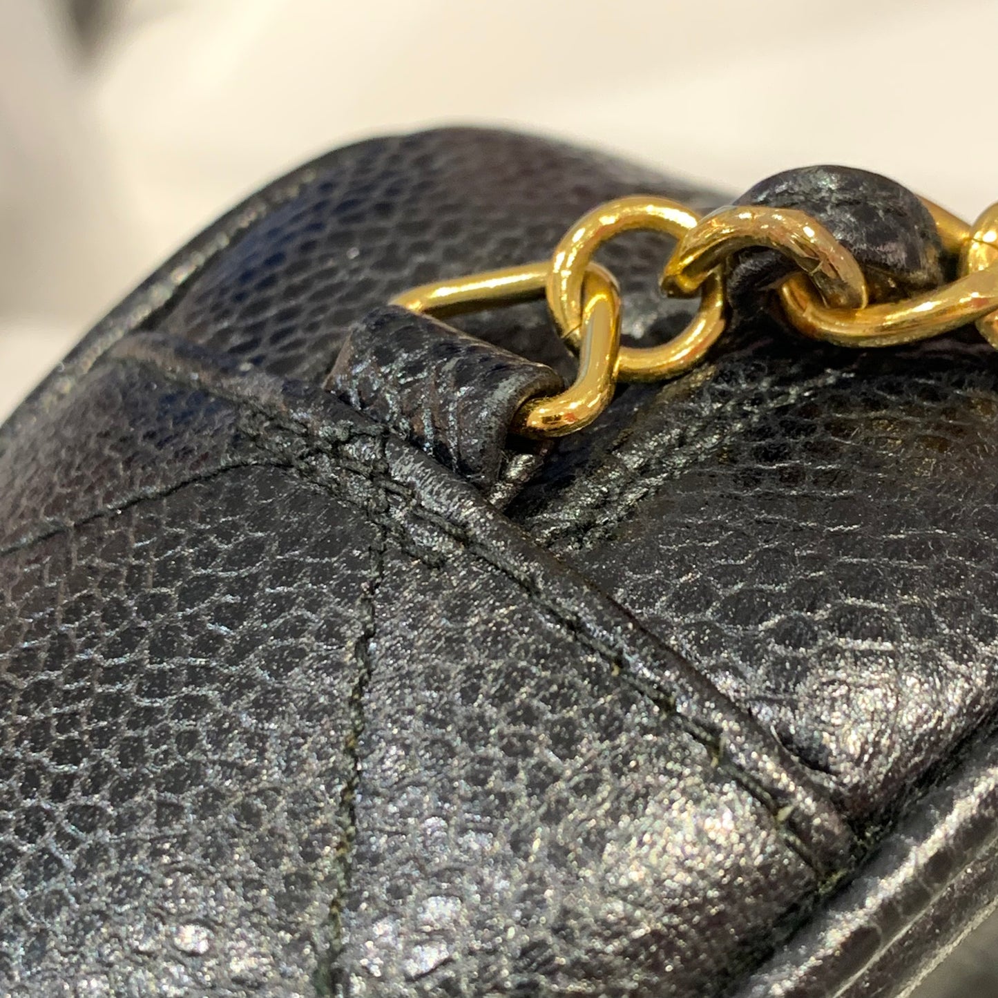 Chanel 1994-1996 Black Caviar Skin Camera Bag Small