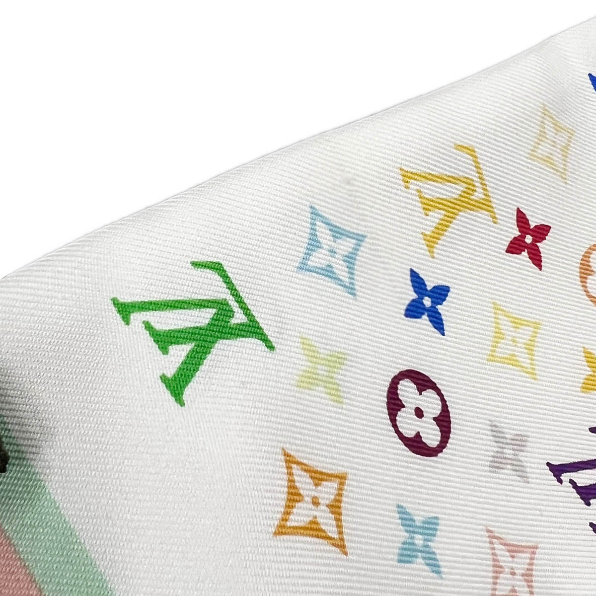 Louis Vuitton White Multicolor Bandeau Scarf M71991 Small Good
