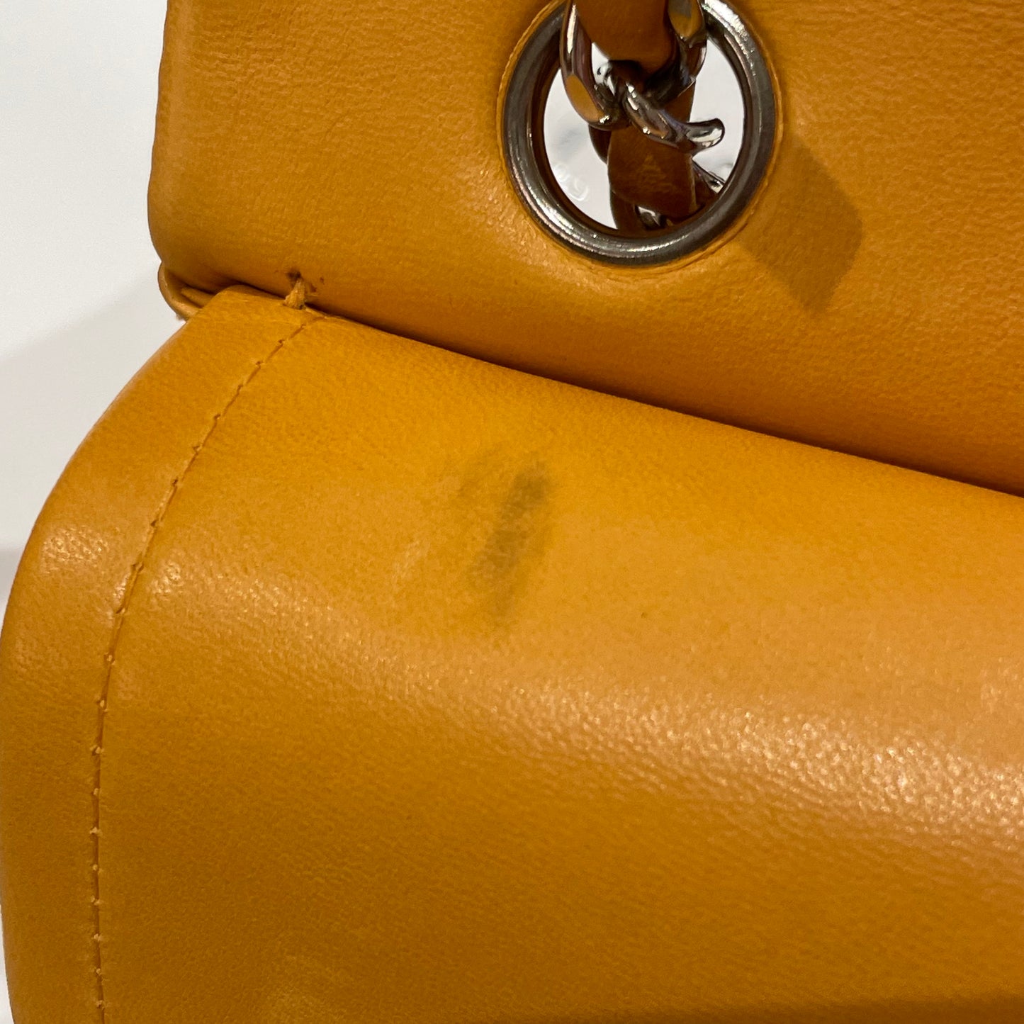Chanel 1997-1999 Orange Lambskin Small Classic Double Flap Shoulder Bag