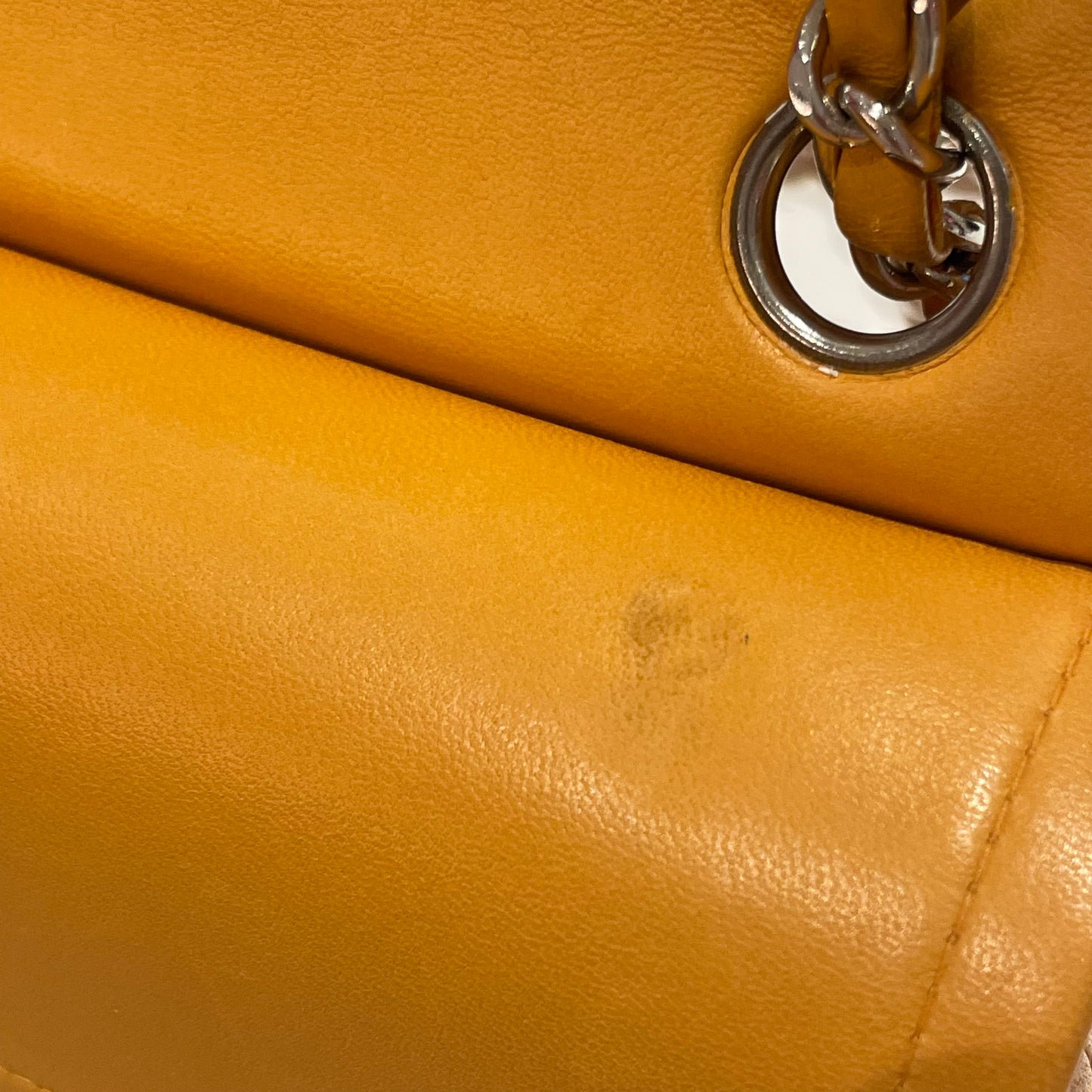 Chanel 1997-1999 Orange Lambskin Small Classic Double Flap Shoulder Bag