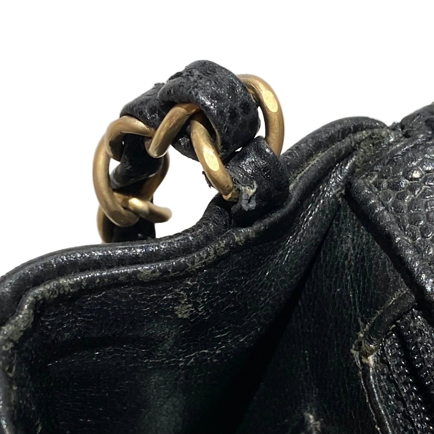 Chanel 2003-2004 Black Caviar Wood Straight Flap Shoulder Bag